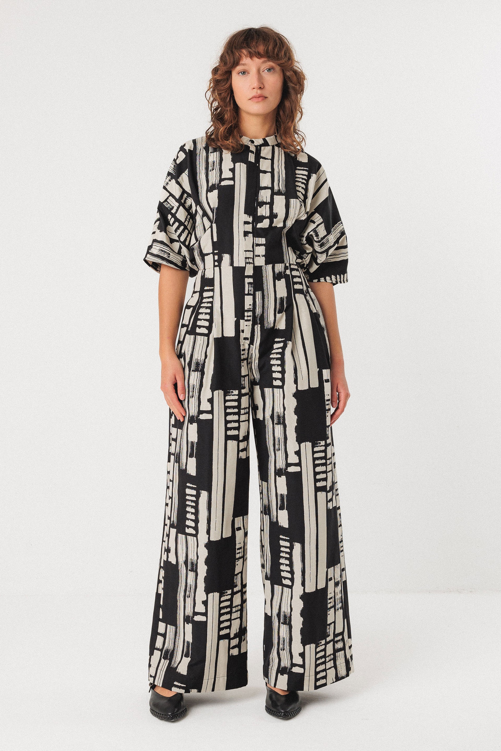 Image of SKFK dames vegan Jumpsuit Siloe Zwart/Wit
