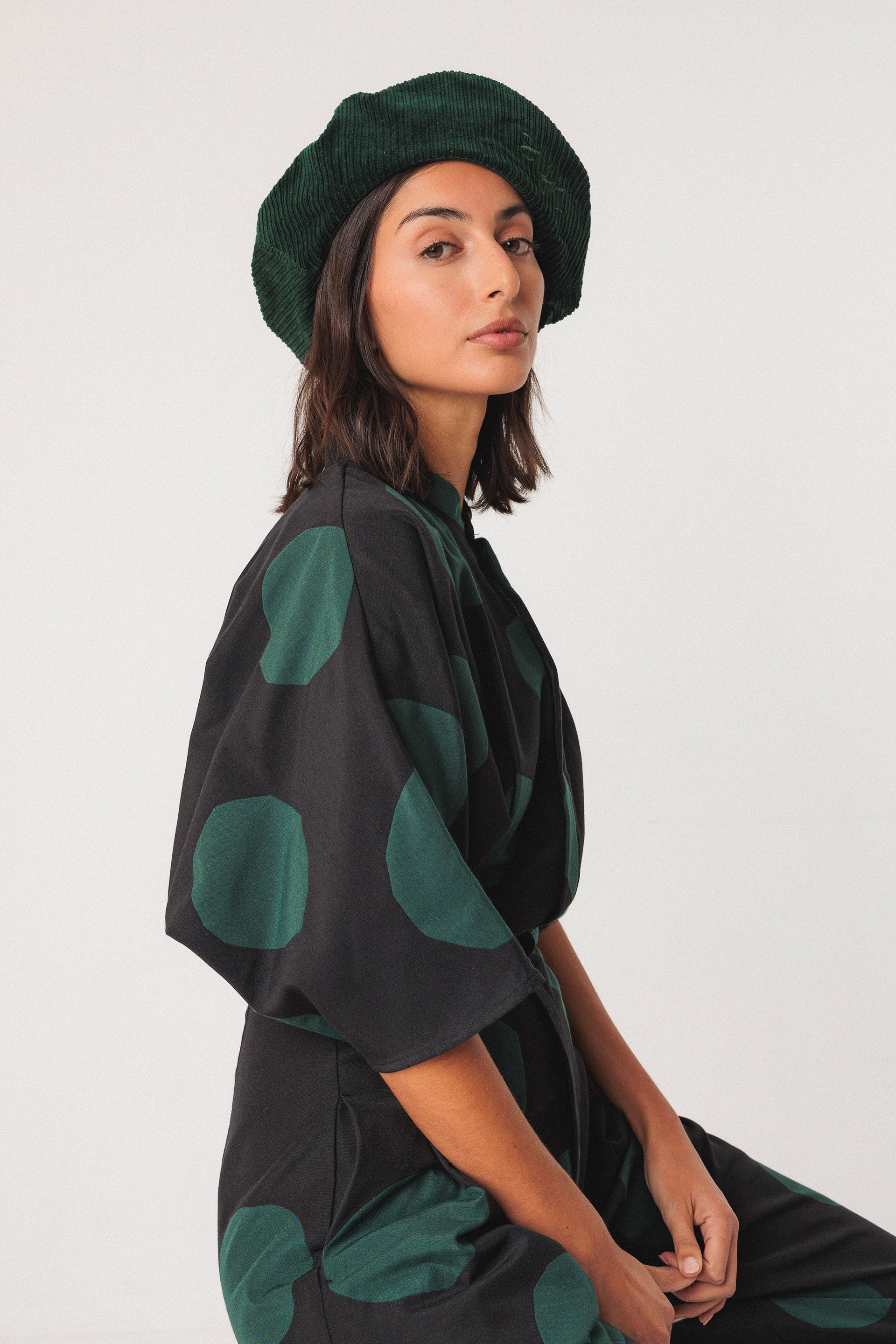 SKFK womens vegan Beret Txapel Green