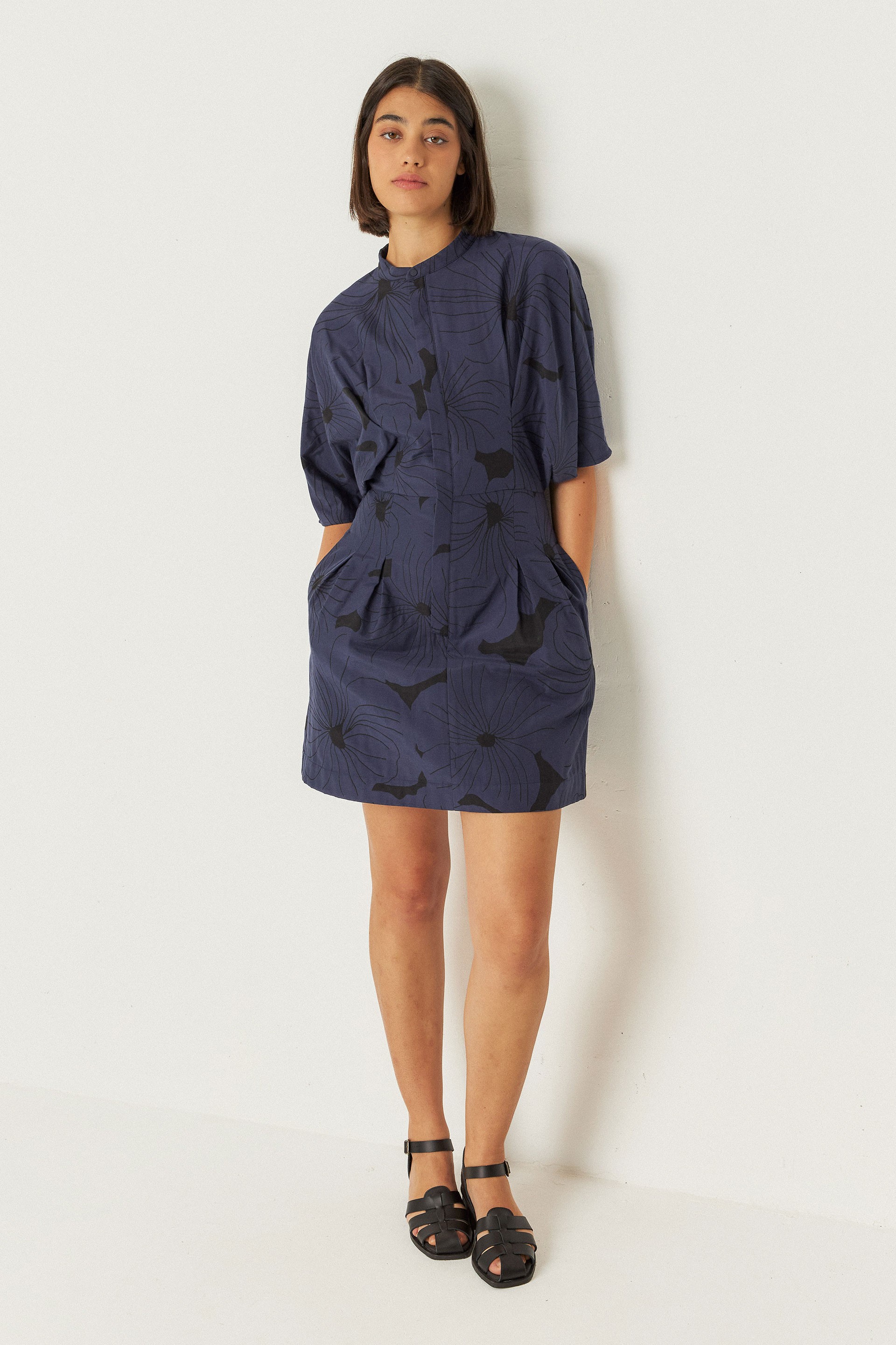 SKFK womens vegan Dress Hebe Navy Blue