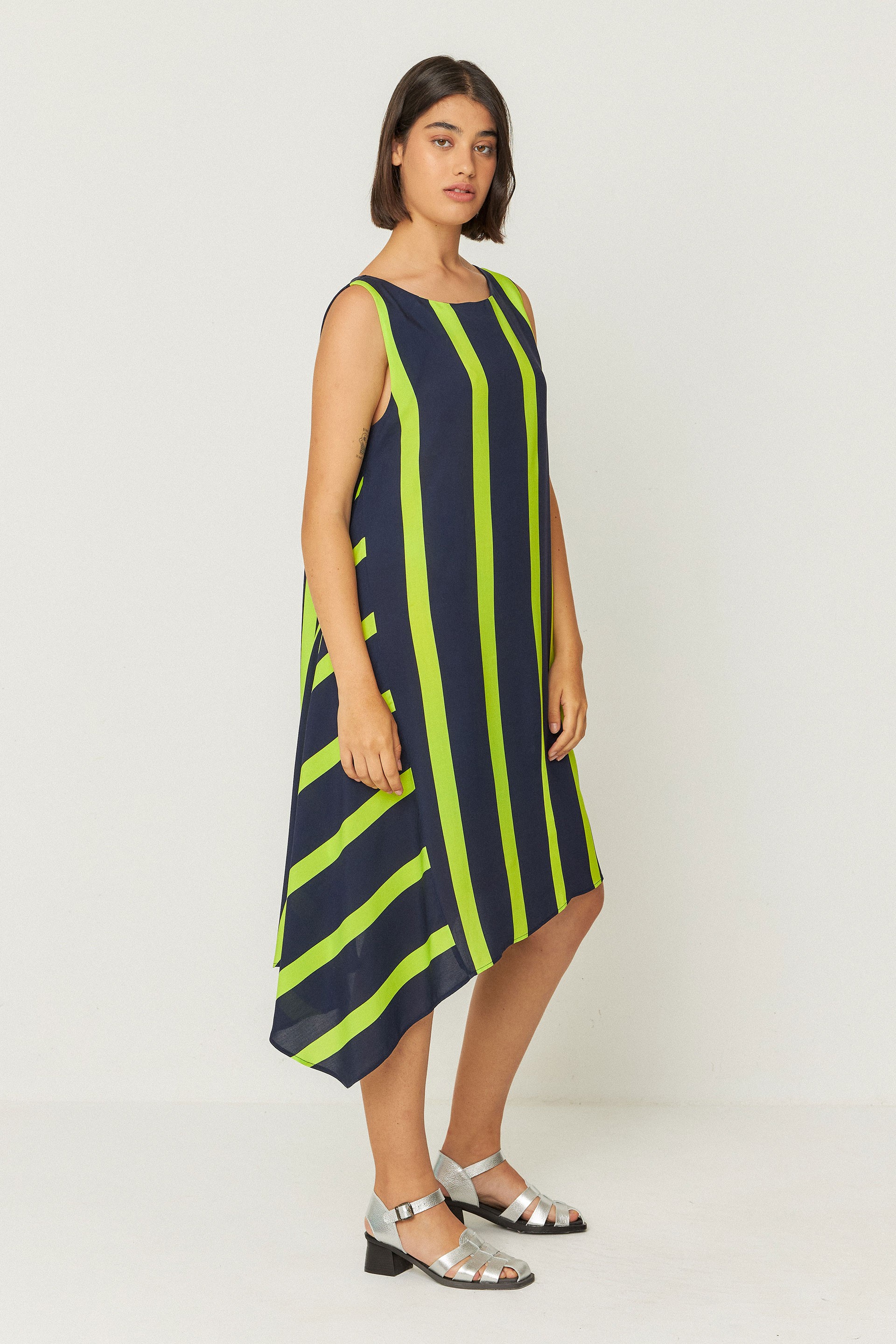 SKFK womens vegan Dress Junkal Navy Blue/Green