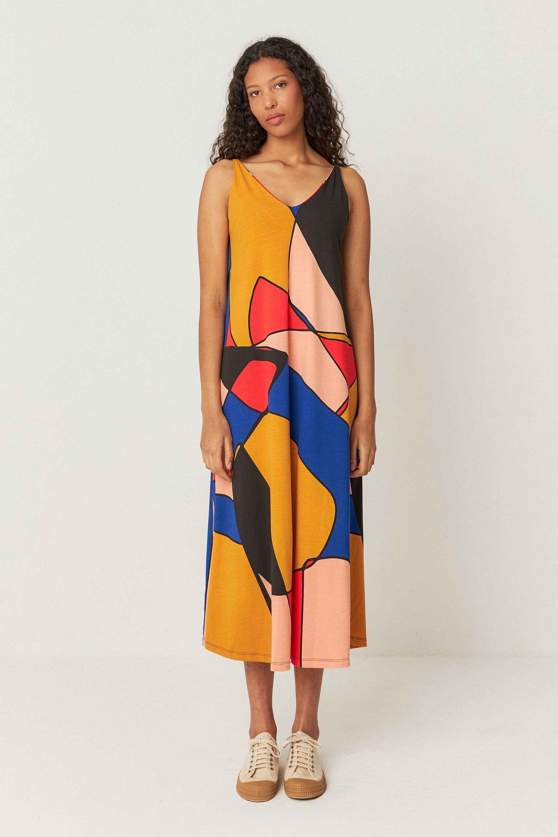 SKFK Damen vegan Kleid Martina Mehrfarbig