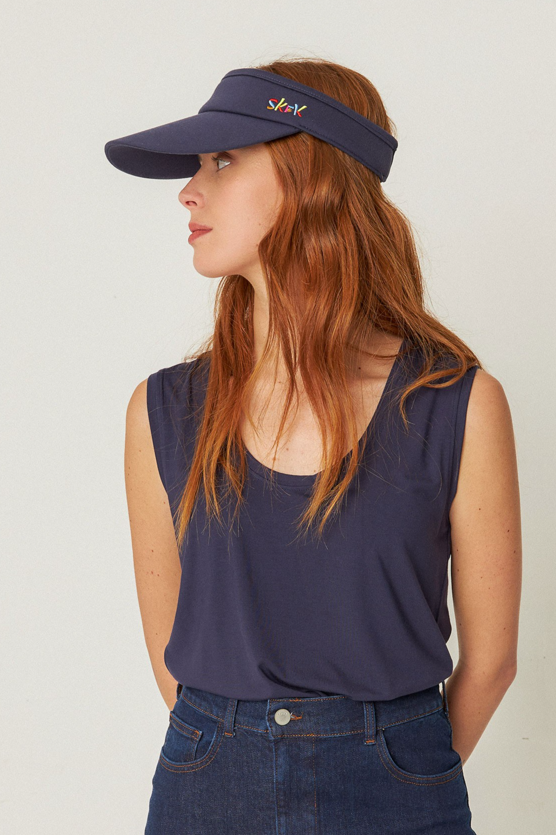 SKFK womens vegan Visor Cap Aiea Navy Blue