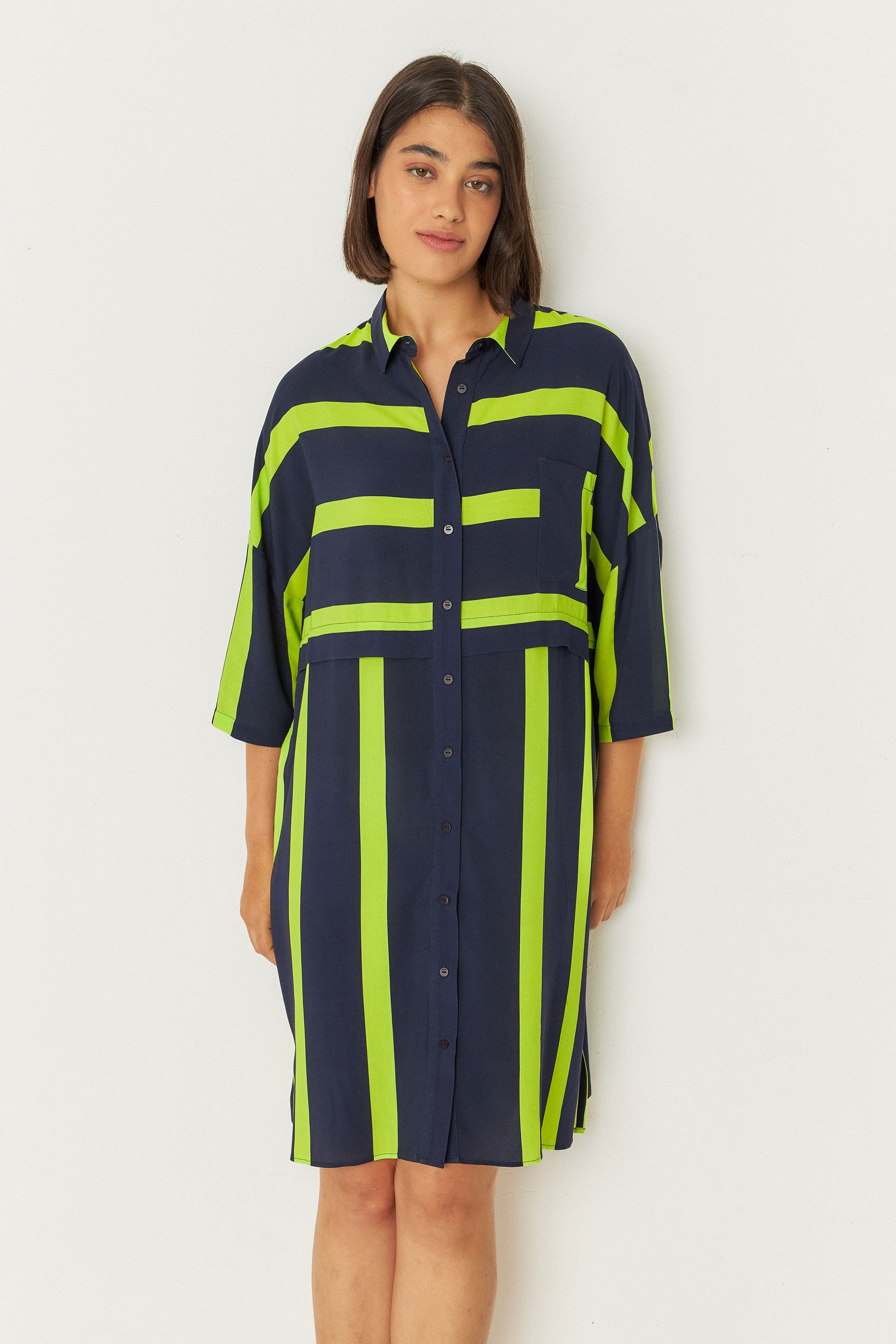 SKFK Damen vegan Hemdkleid Lisabe Marineblau