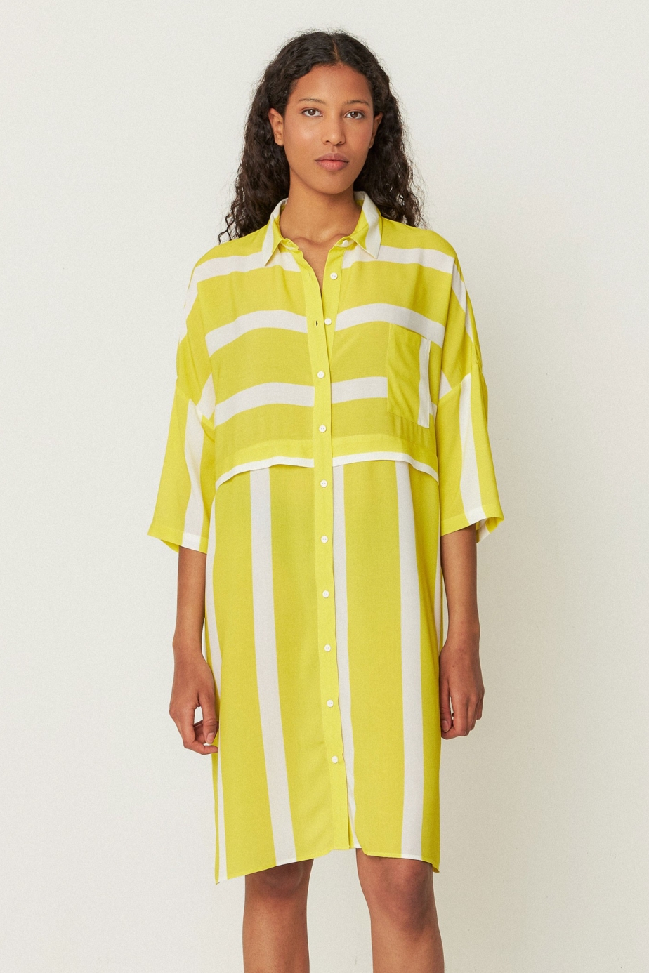 SKFK Damen vegan Hemdkleid Lisabe Gelb