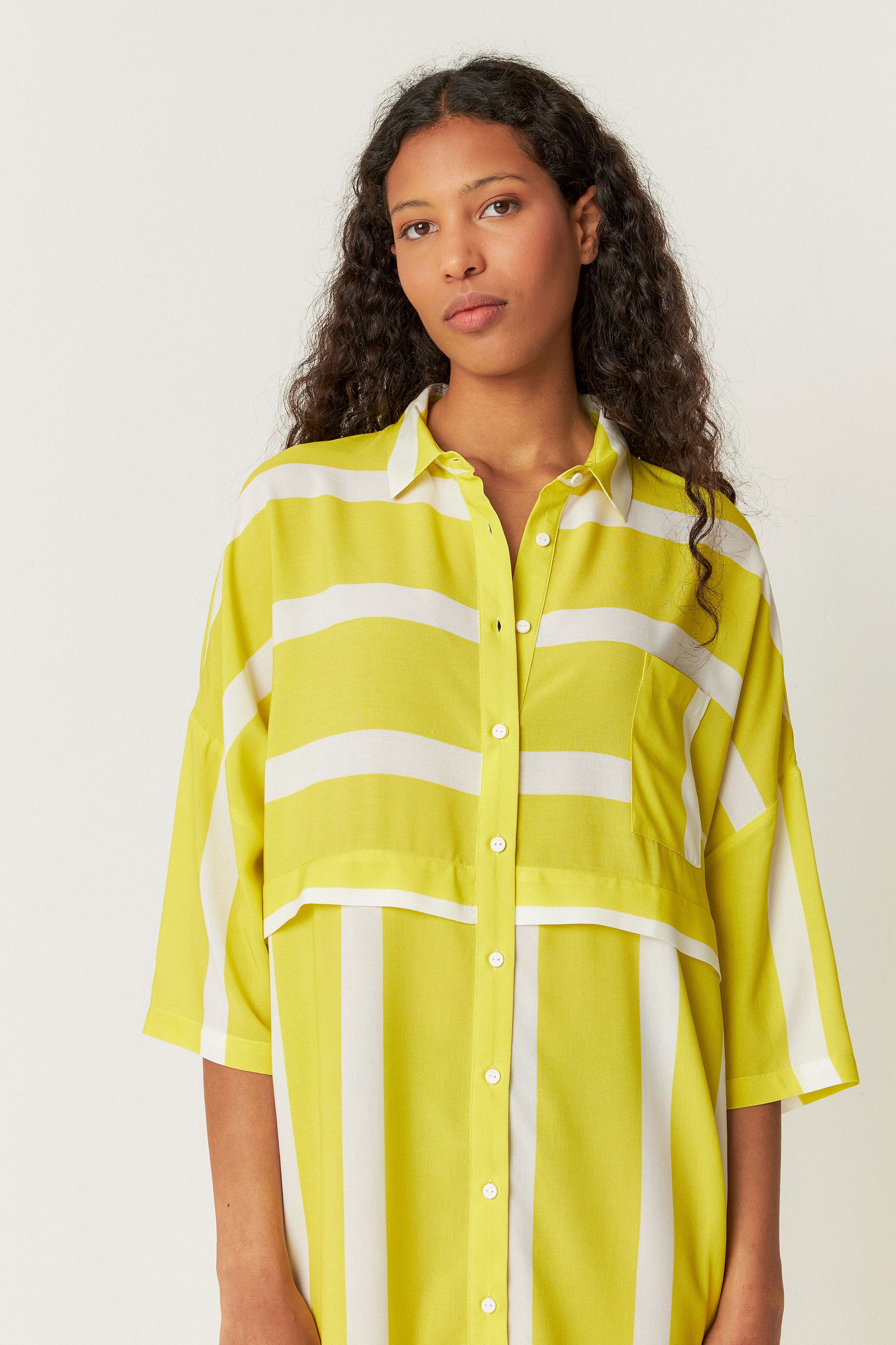 SKFK womens vegan Shirt Dress Lisabe Yellow