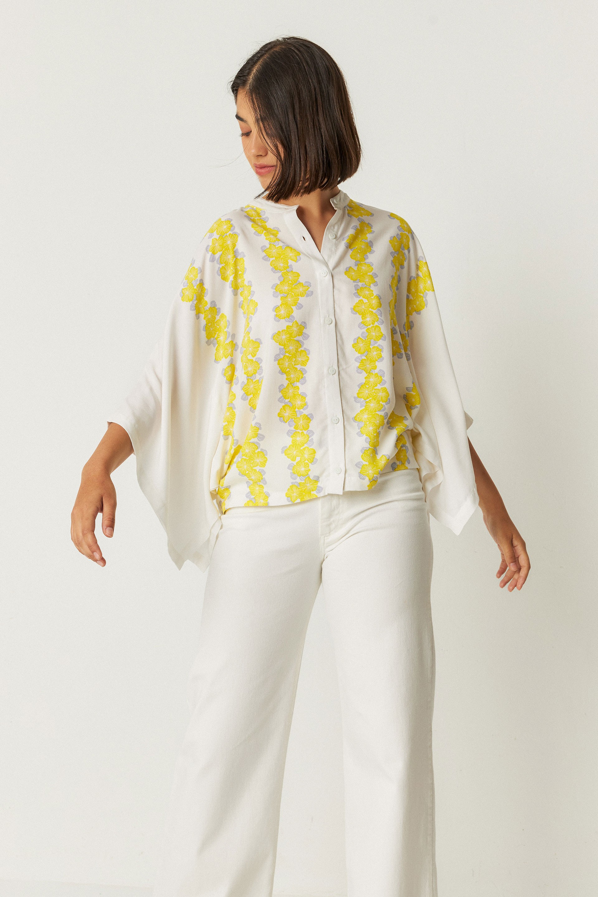 SKFK womens vegan Shirt Doltza White/Yellow