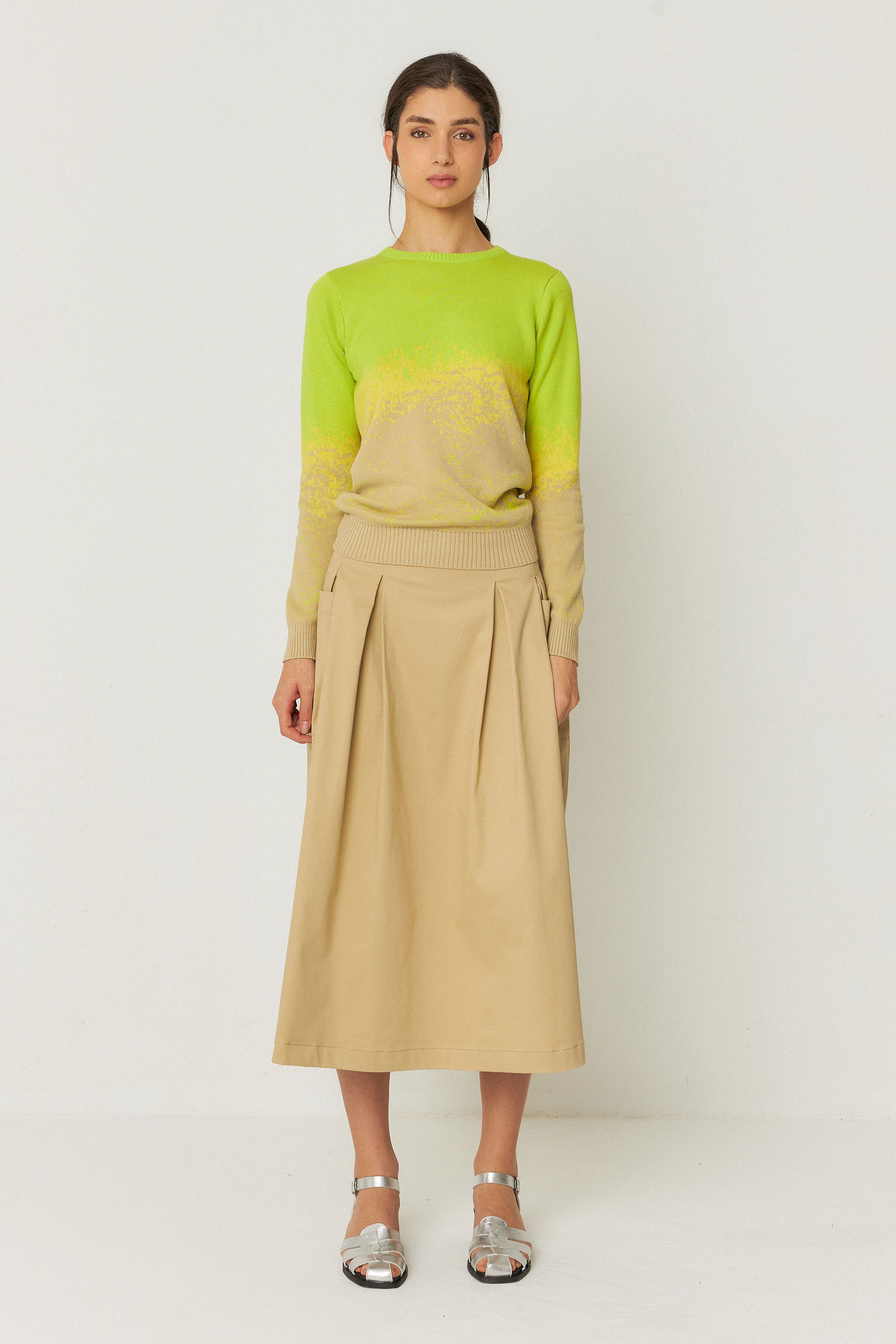 SKFK womens vegan Sweater Iradi Green/Beige