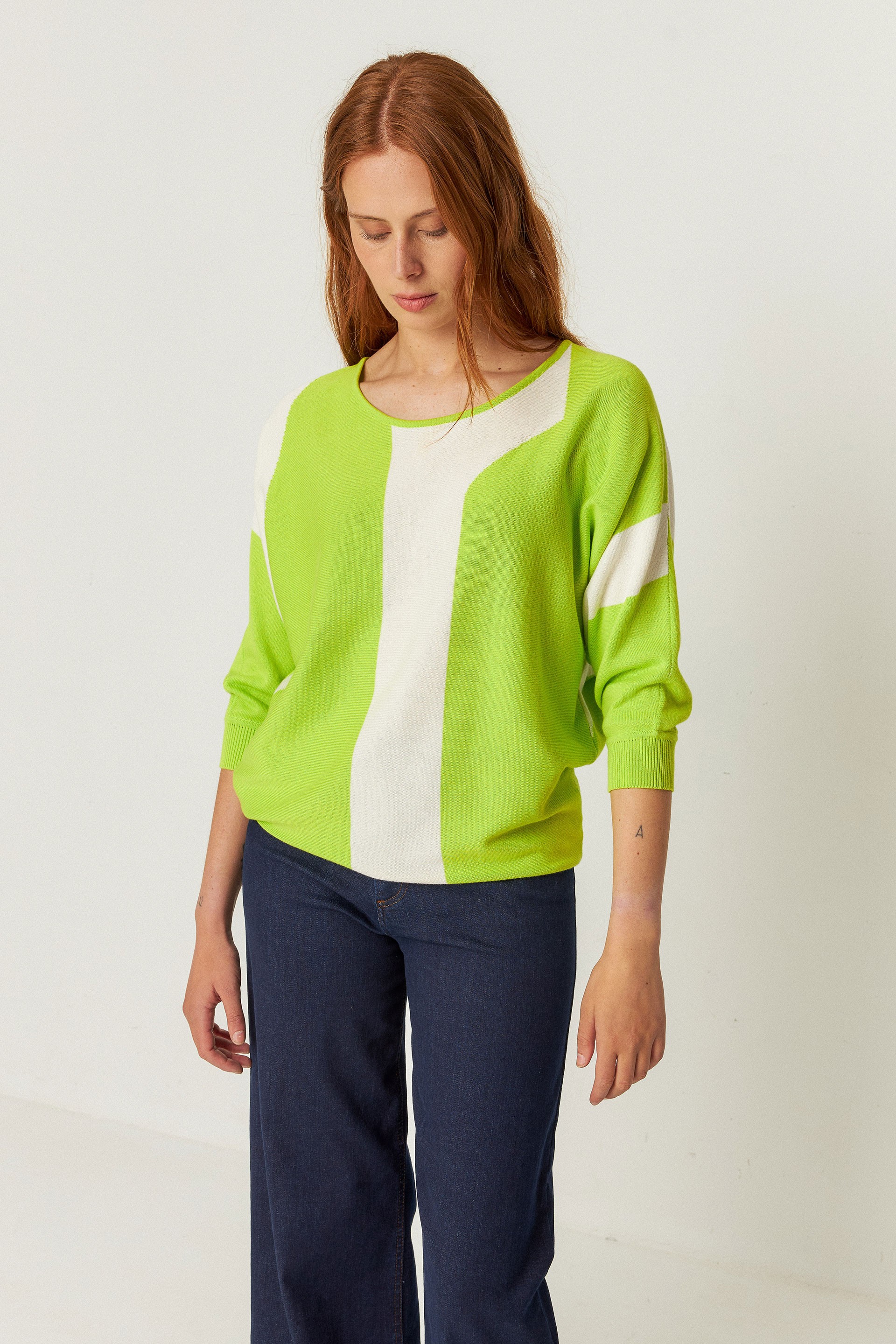 SKFK Damen vegan Pullover Naike Gr&Atilde;&frac14;n/Wei&Atilde;Ÿ