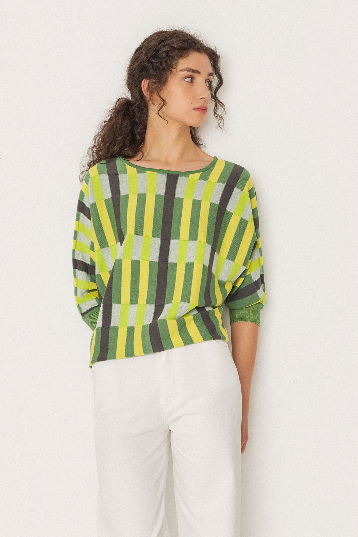SKFK Damen vegan Pullover Naike Mehrfarbig Gr&Atilde;&frac14;n/Gelb