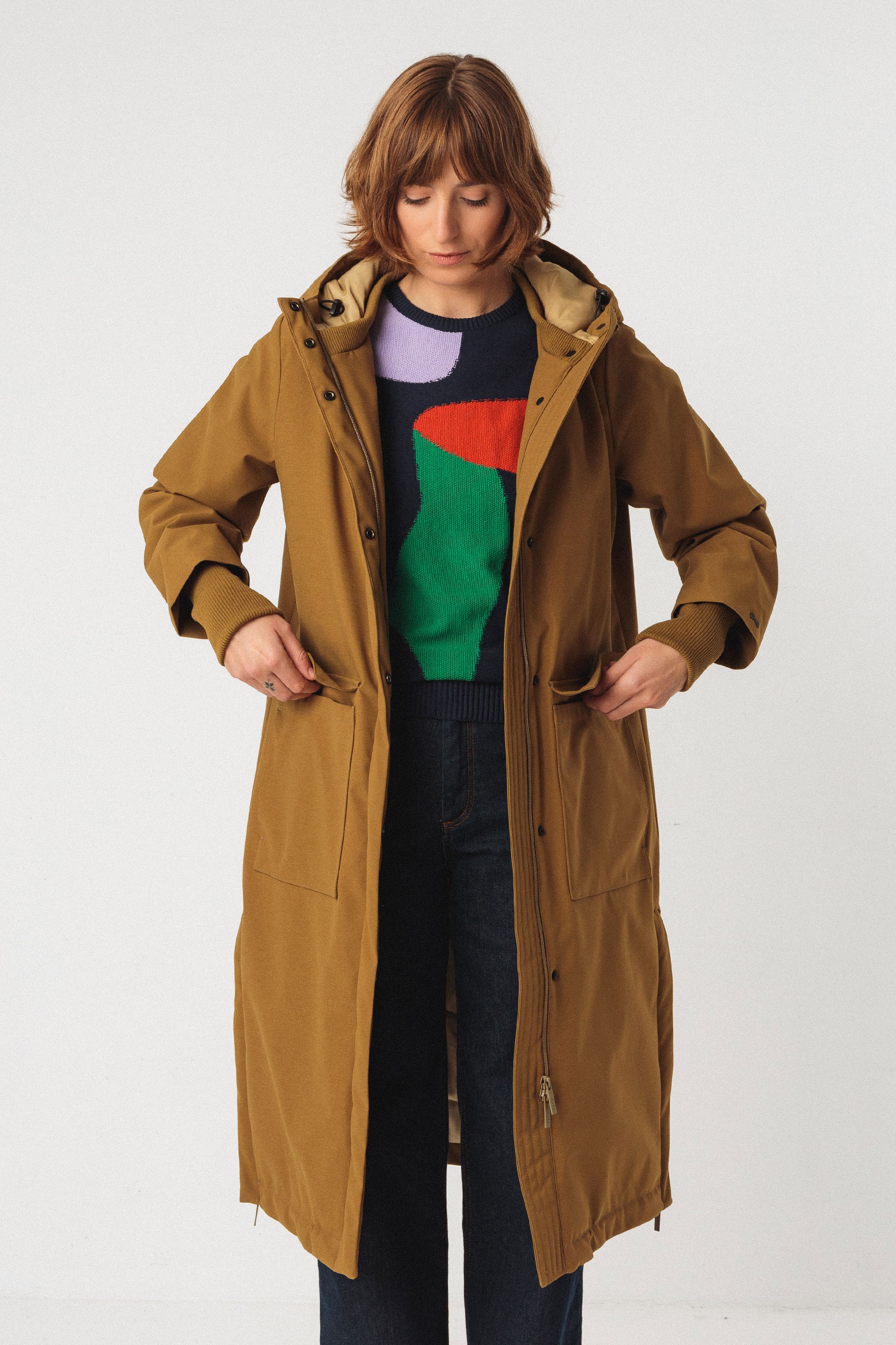 SKFK Damen vegan Mantel Adana Braun