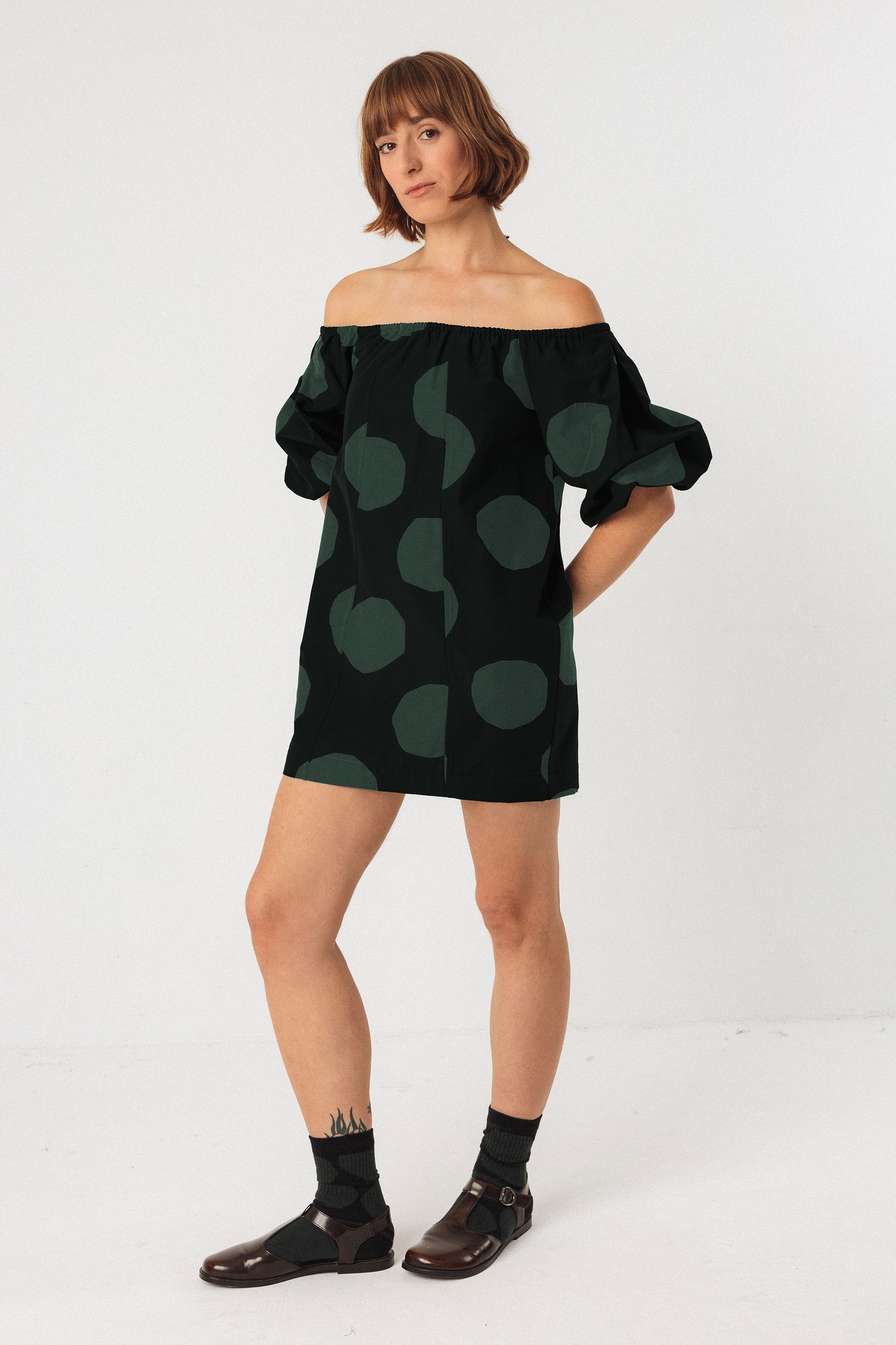 Image of SKFK dames vegan Jurk Silbane Groen/Zwart