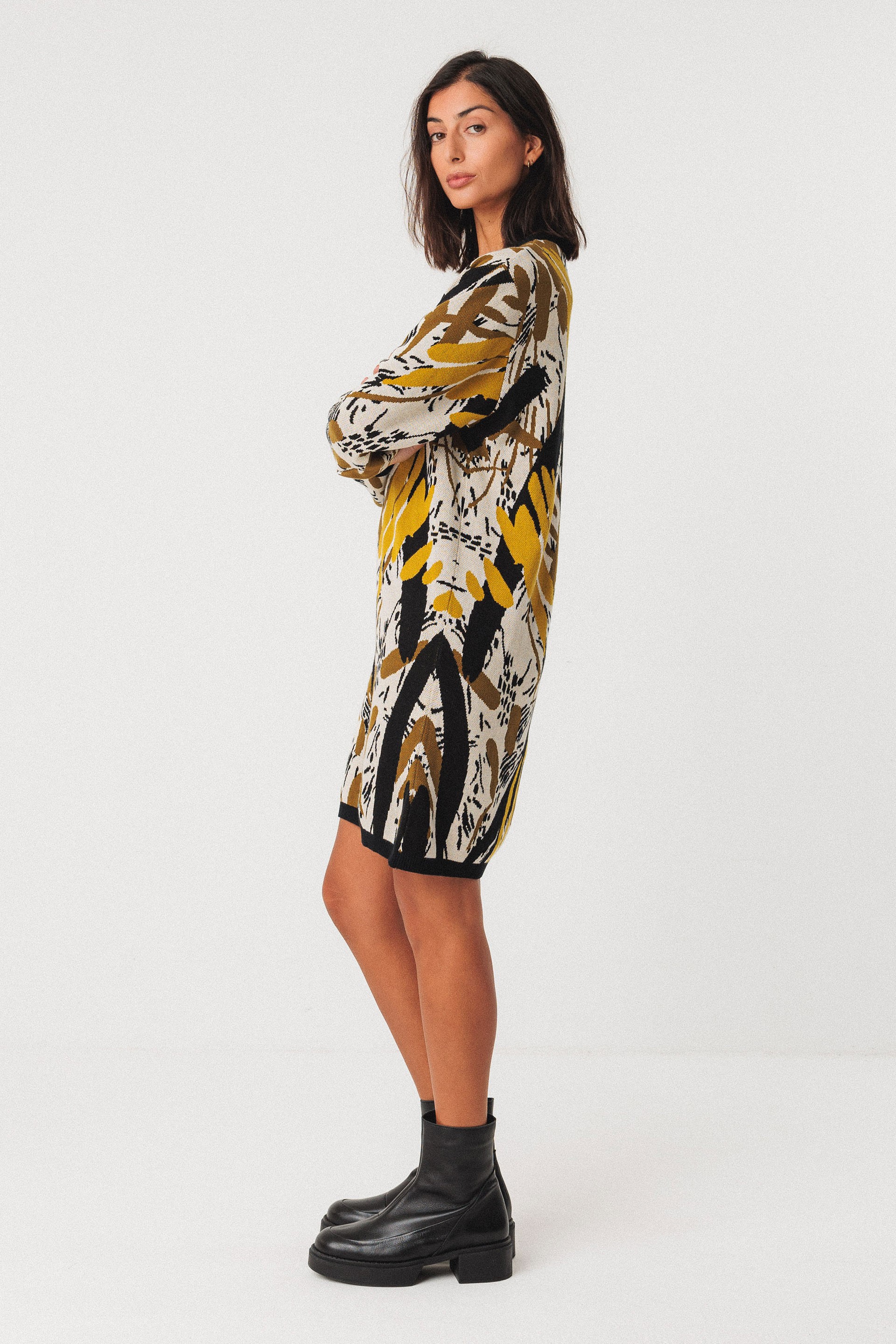 112529 - Damen vegan Strickkleid Aiza Mehrfarbig