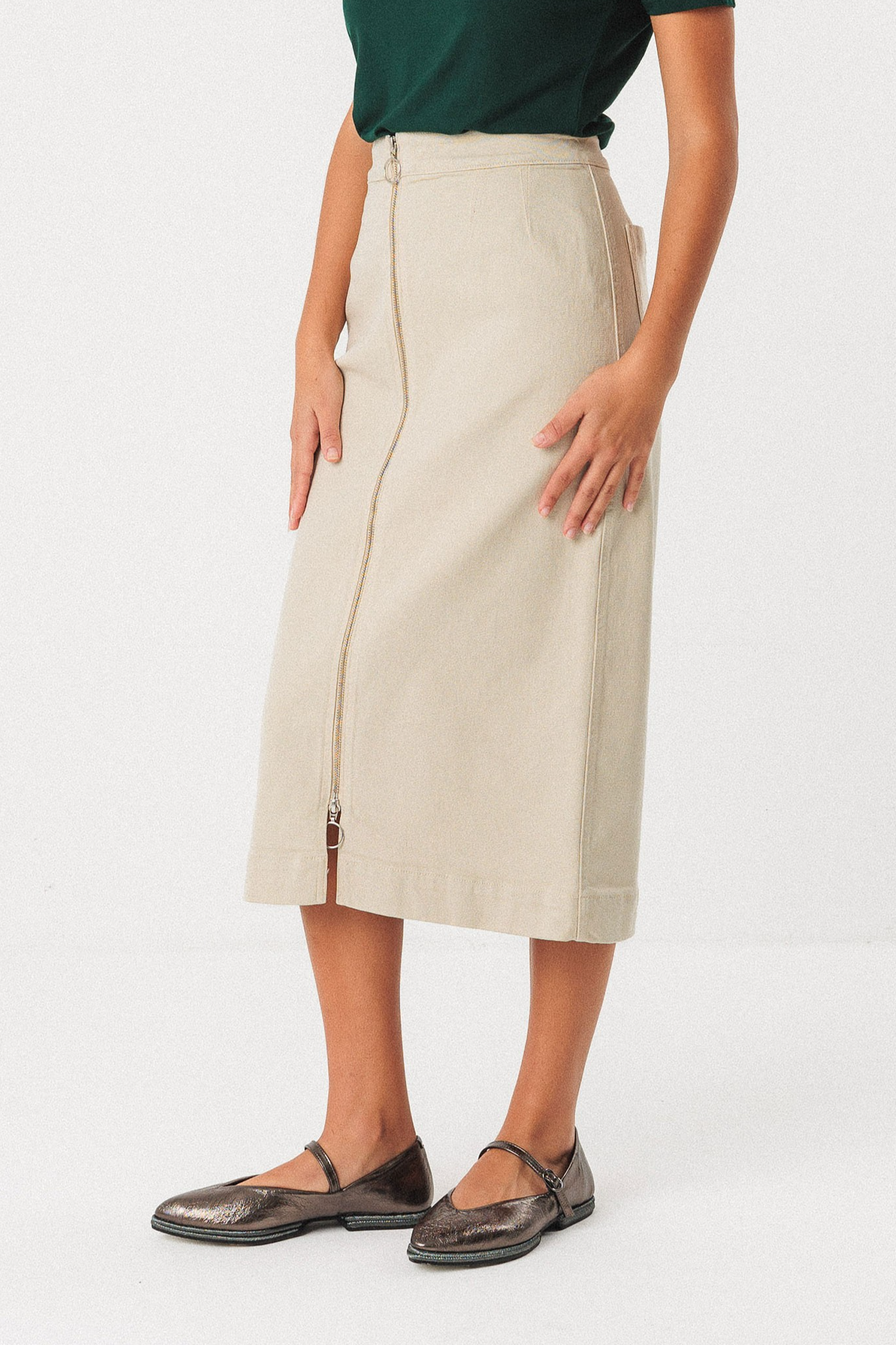 Image of SKFK dames vegan Rok Dota Beige