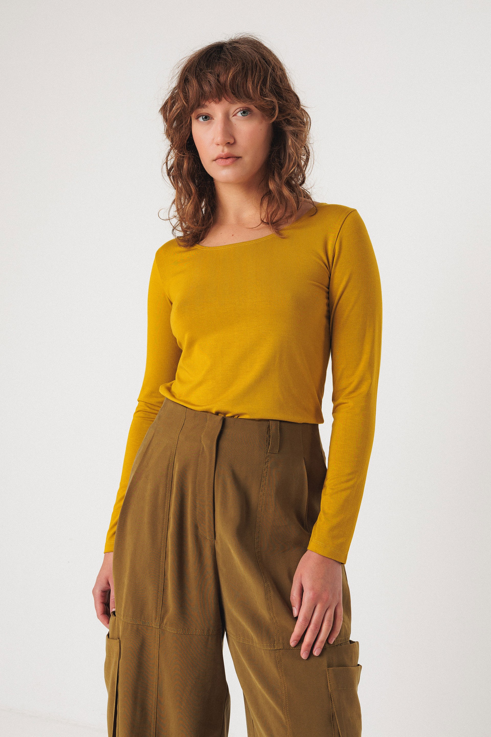 SKFK womens vegan T-Shirt Long Sleeves Zur-7 Yellow