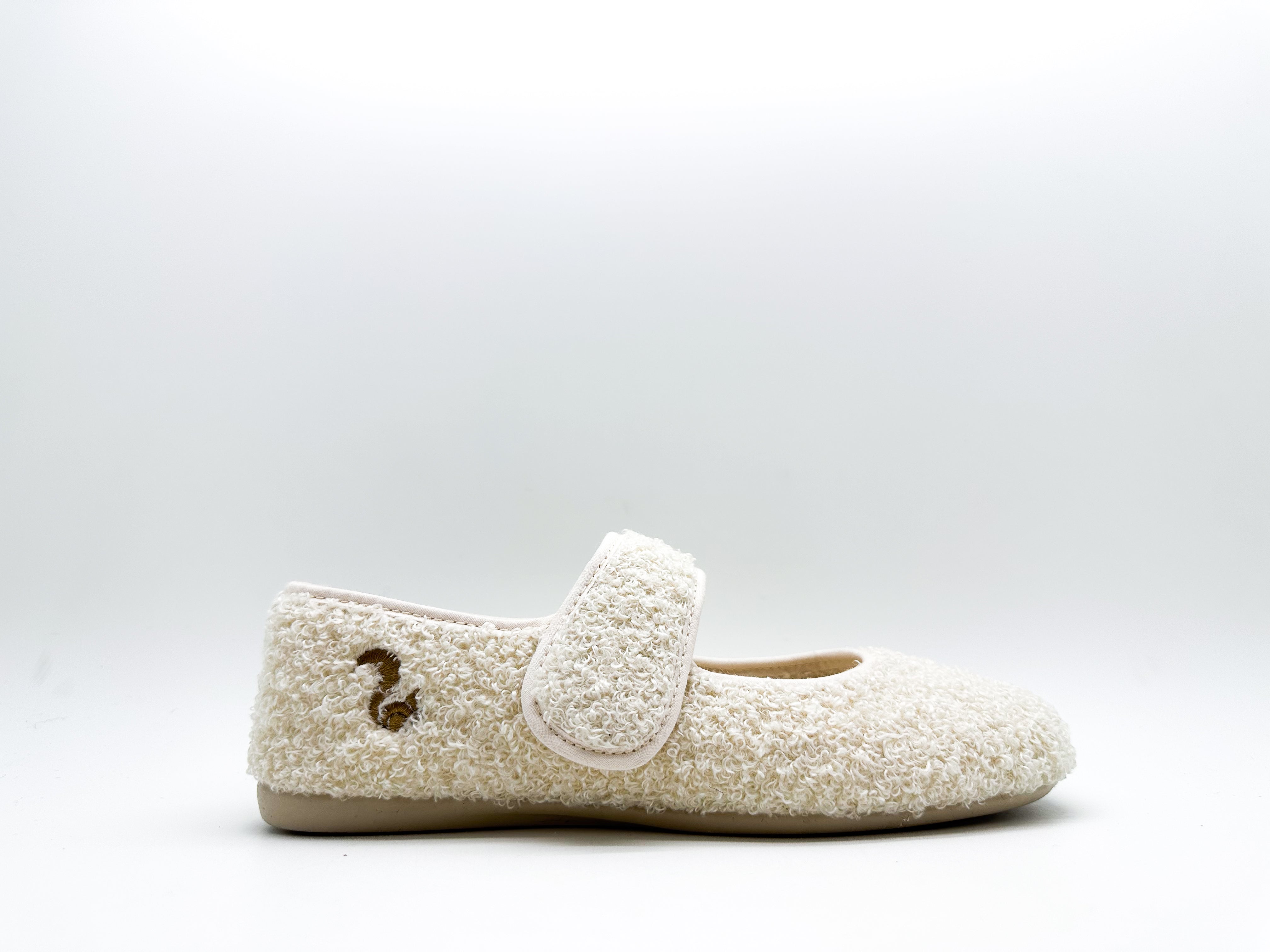 thies womens vegan Slipper Rec Teddy Ballerina Off White