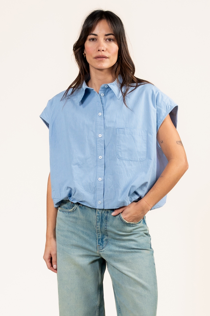 Image of Kuyichi dames vegan Blouse Dilek Met Blauwe Strepen