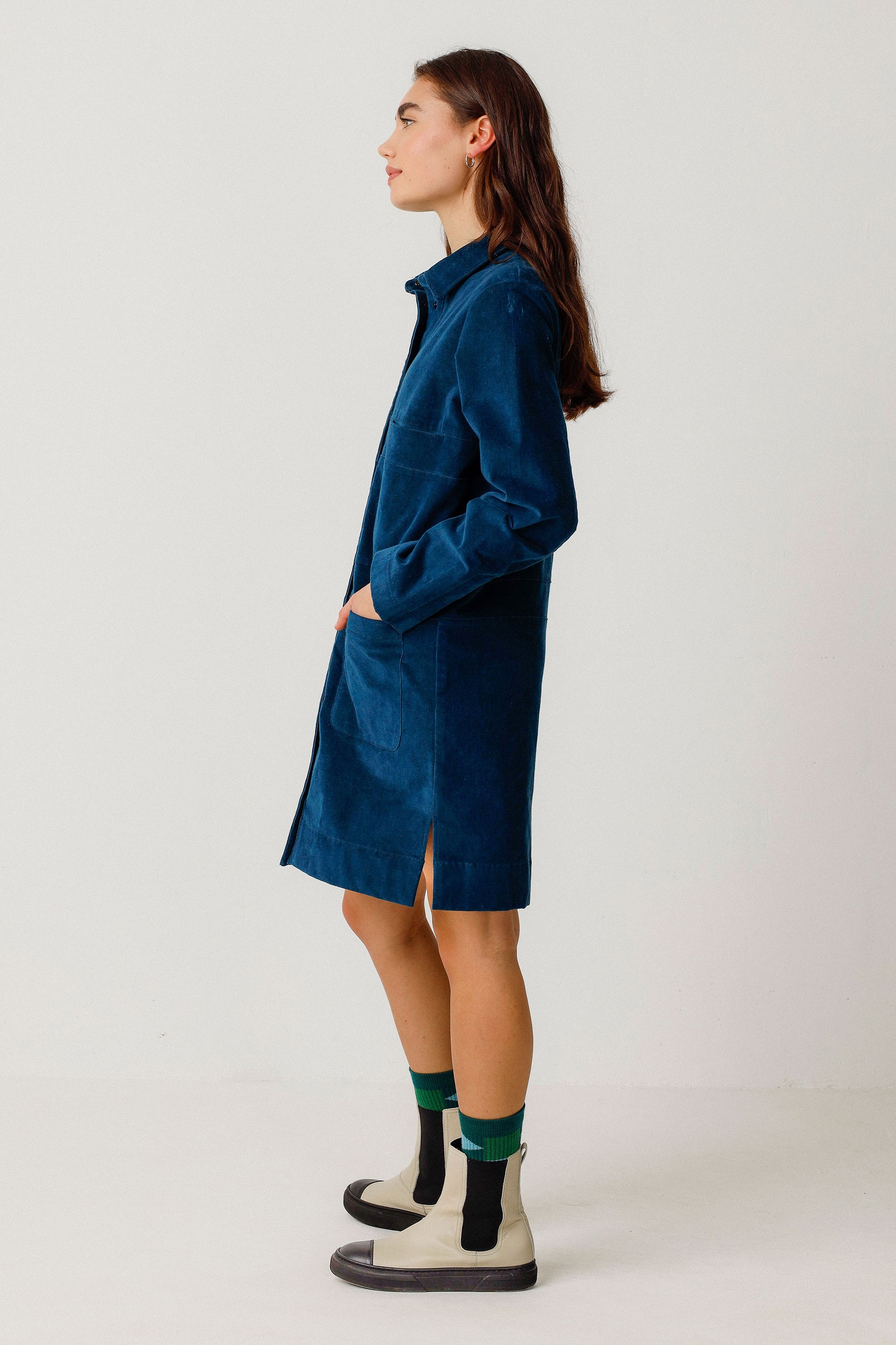 SKFK womens vegan Shirt Dress Gaila Blue
