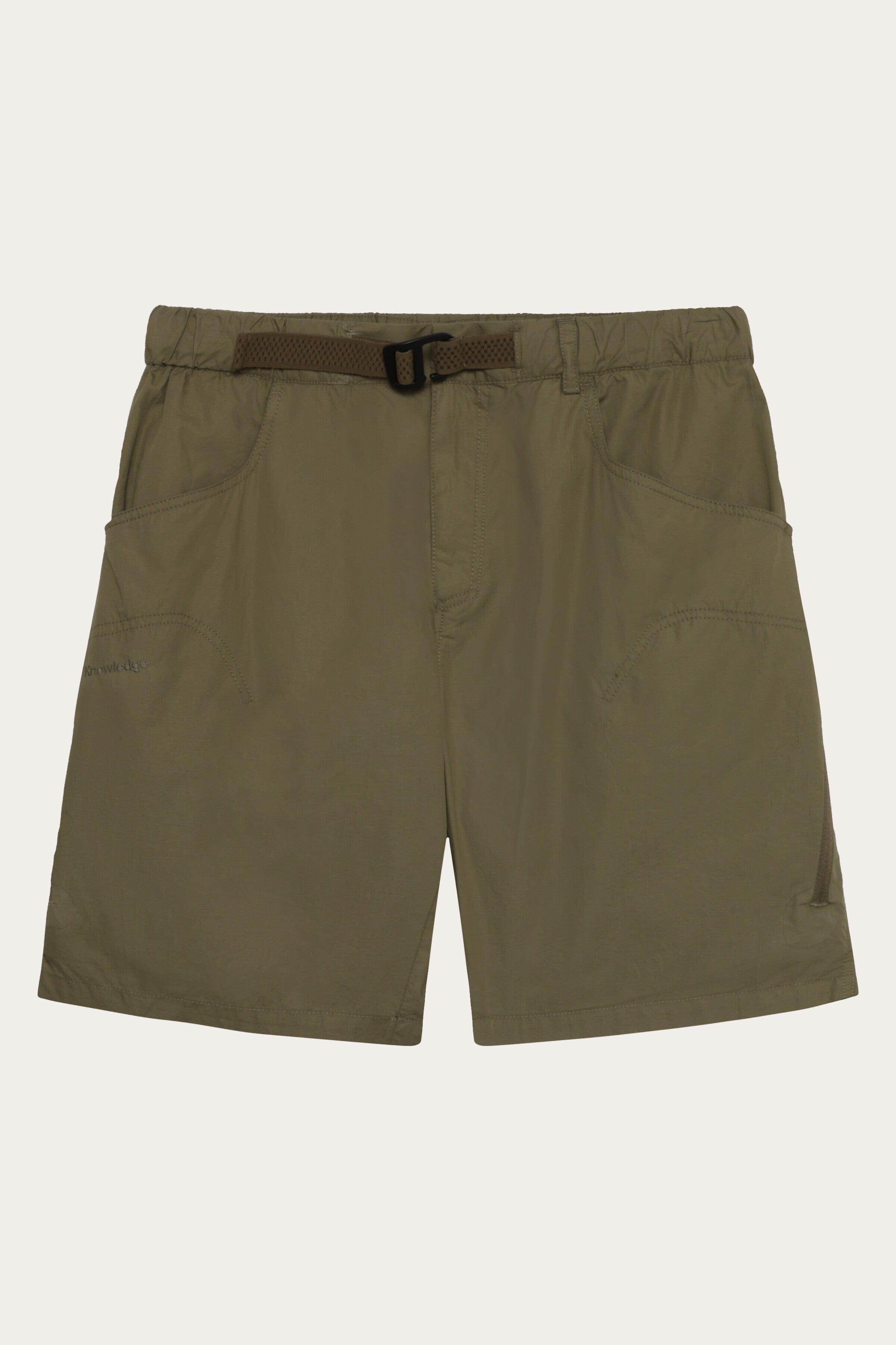 Image of KnowledgeCotton Apparel mannen vegan Shorts Met Ventilatieopeningen, Ripstop, 90 Cm, Verbrand Olijfgroen