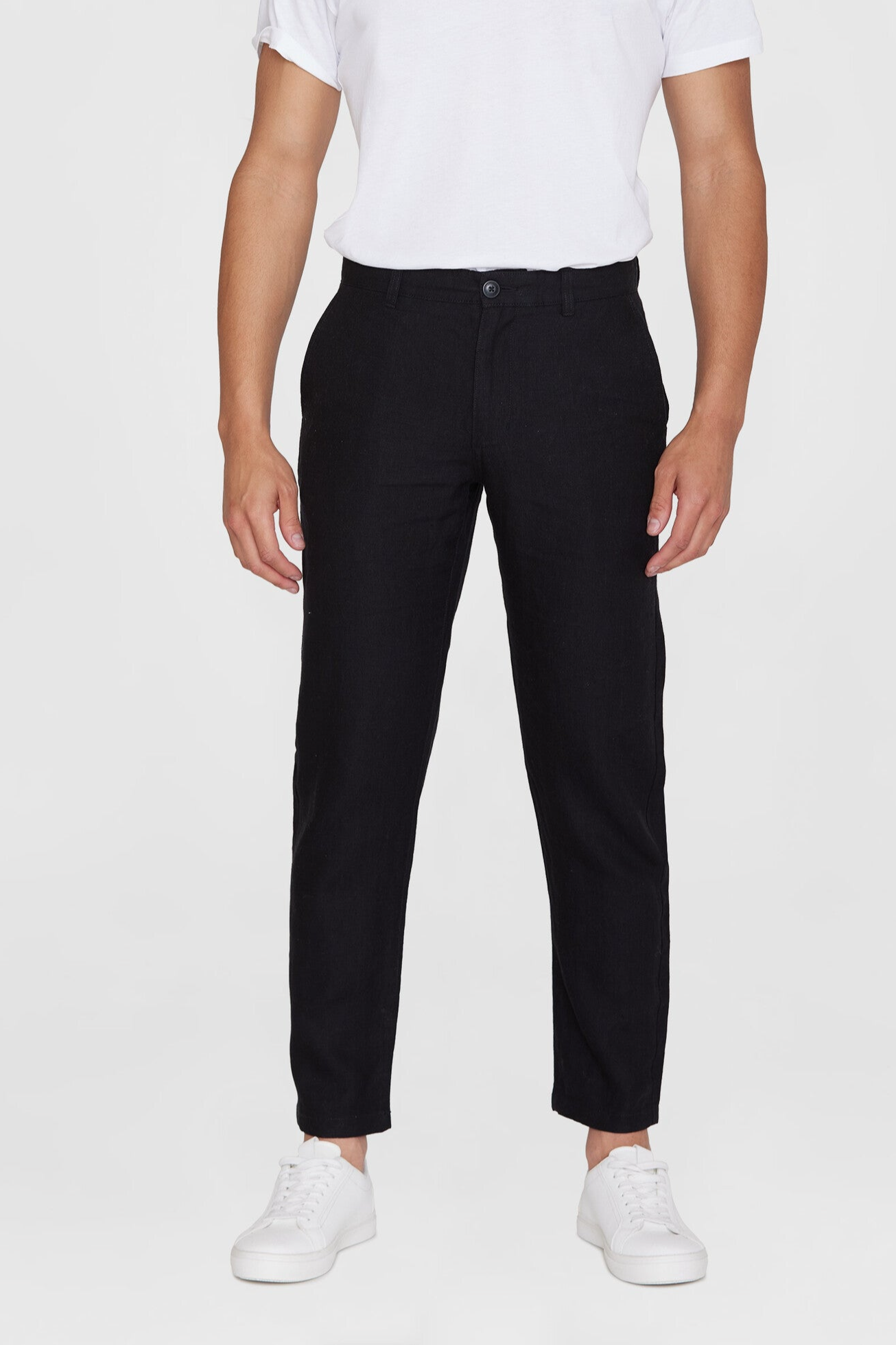 Image of KnowledgeCotton Apparel mannen vegan Broek Van Linnen Chuck Regular Black Jet