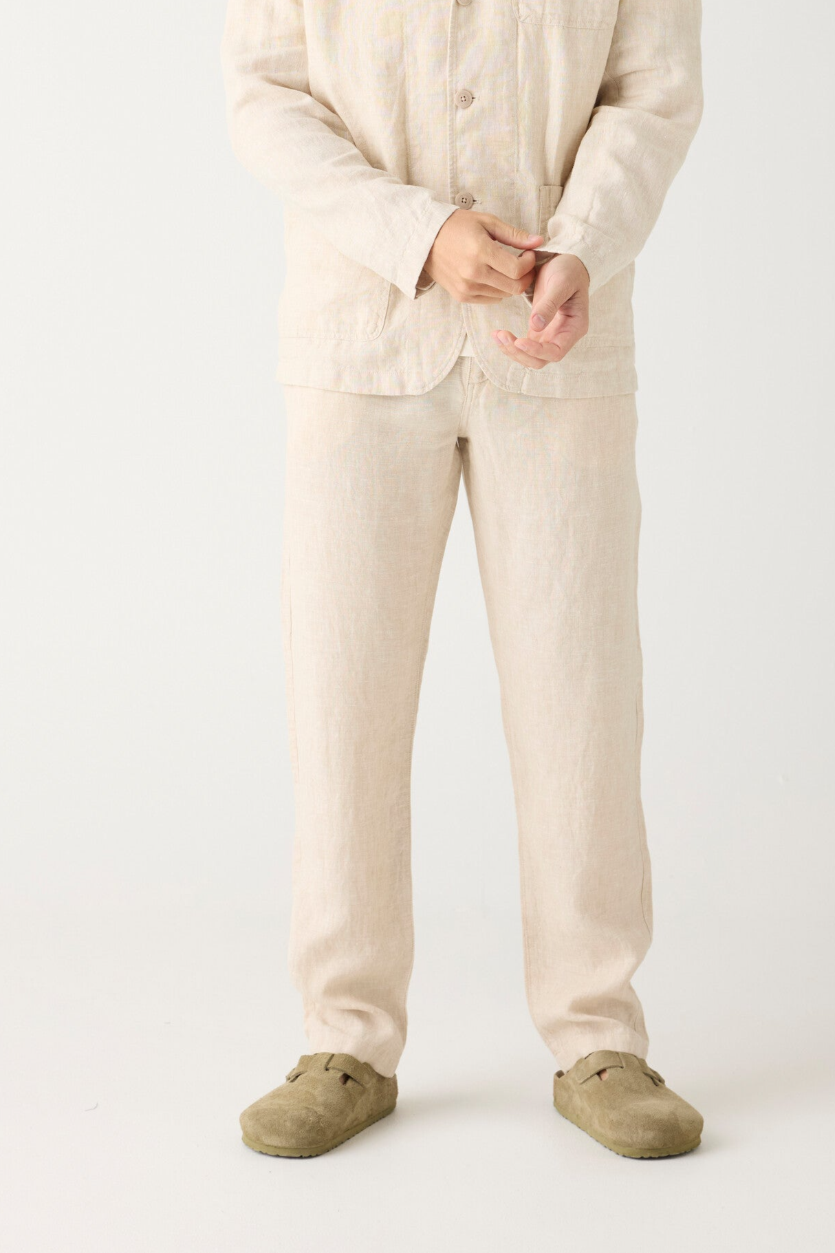 Image of KnowledgeCotton Apparel mannen vegan Broek Van Linnen Chuck Light Feather Gray