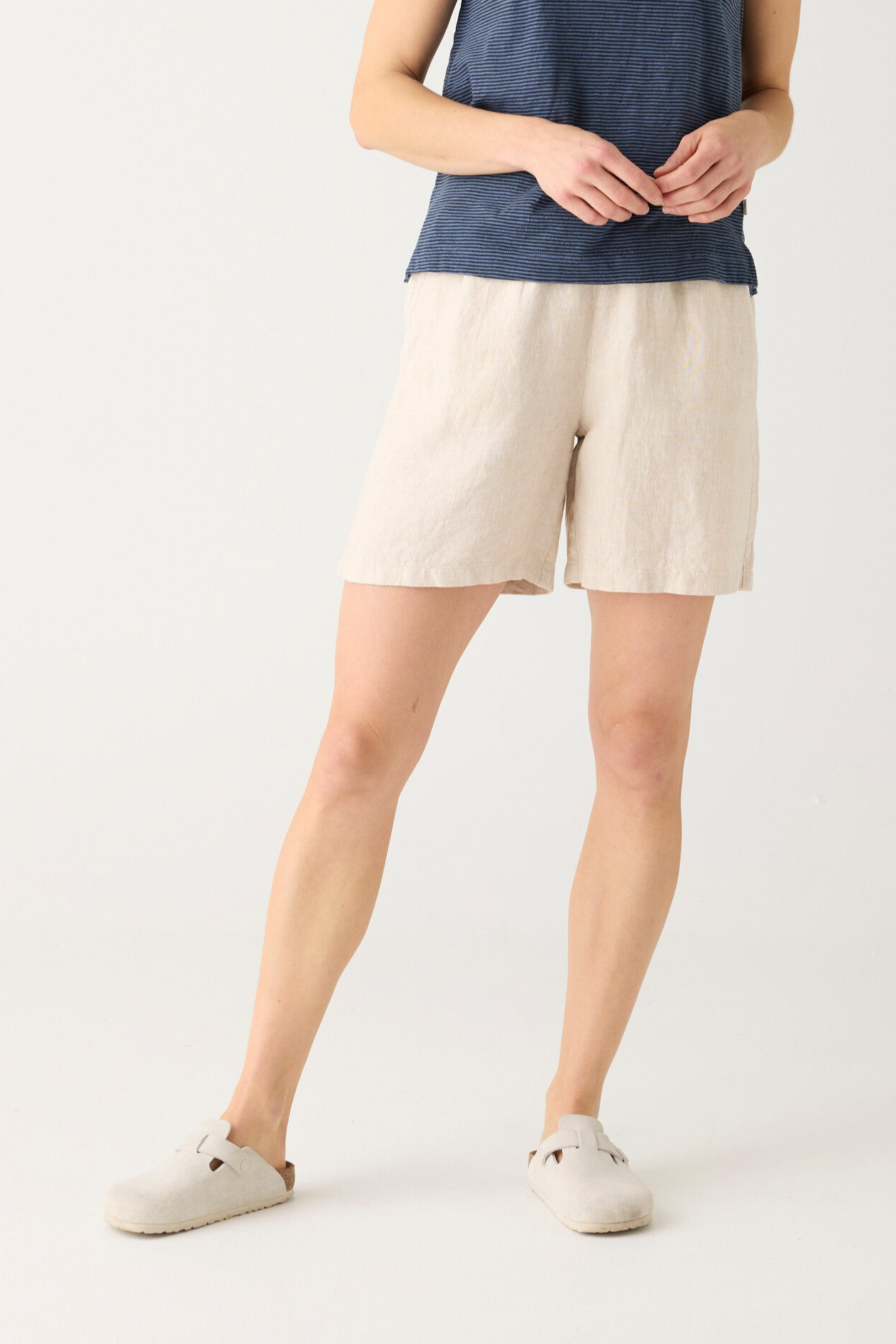 Image of KnowledgeCotton Apparel dames vegan Shorts Posey Wide Linen Light Feather Gray