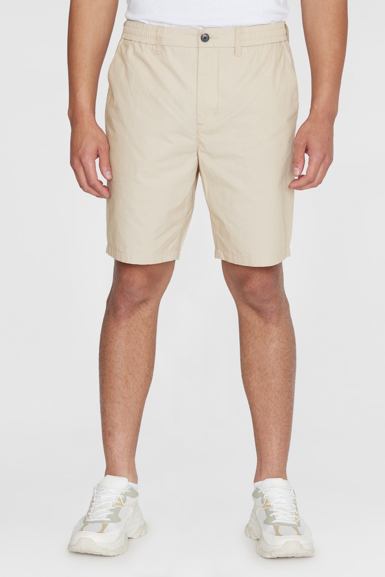 Image of KnowledgeCotton Apparel mannen vegan Shorts Fig Comfort Poplin Lichtgrijs