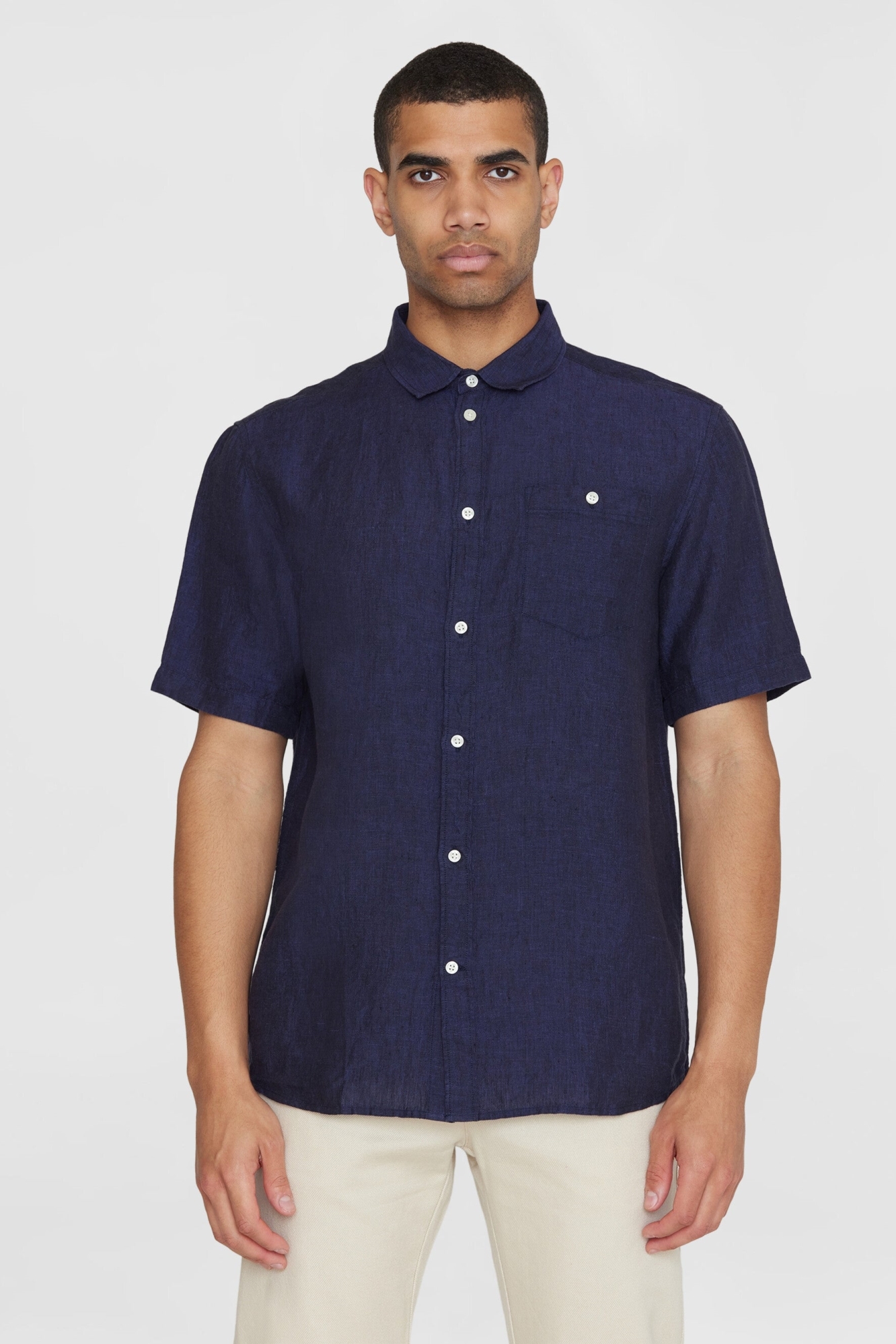 Image of KnowledgeCotton Apparel mannen vegan Shirt Met Korte Mouwen, Op Maat Gemaakt, Total Eclipse