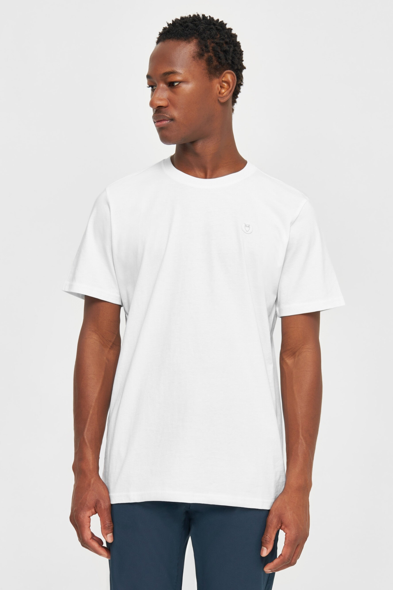 KnowledgeCotton Apparel men vegan T-Shirt Badge Regular Bright White