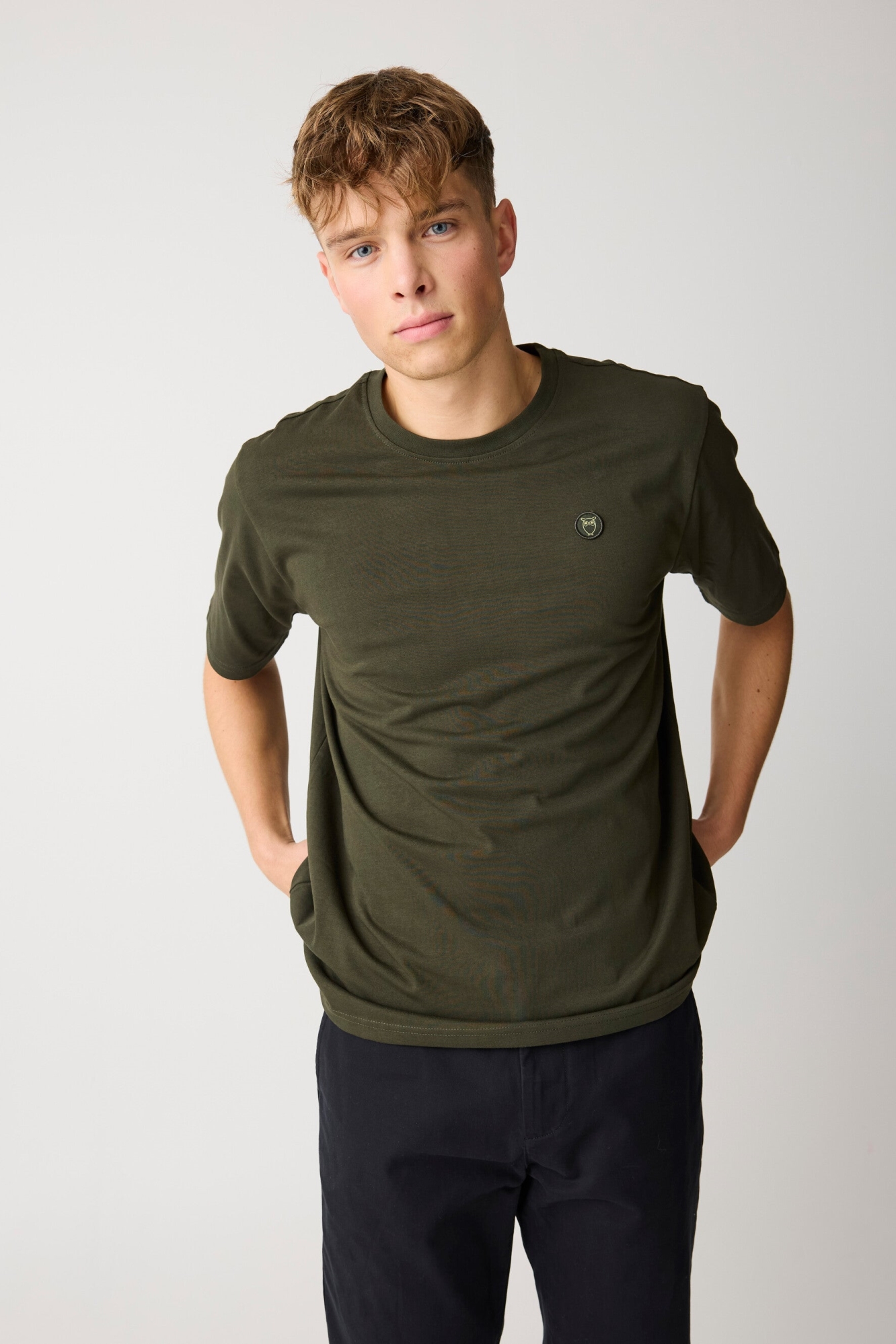 KnowledgeCotton Apparel men vegan T-Shirt Badge Regular Forrest Night