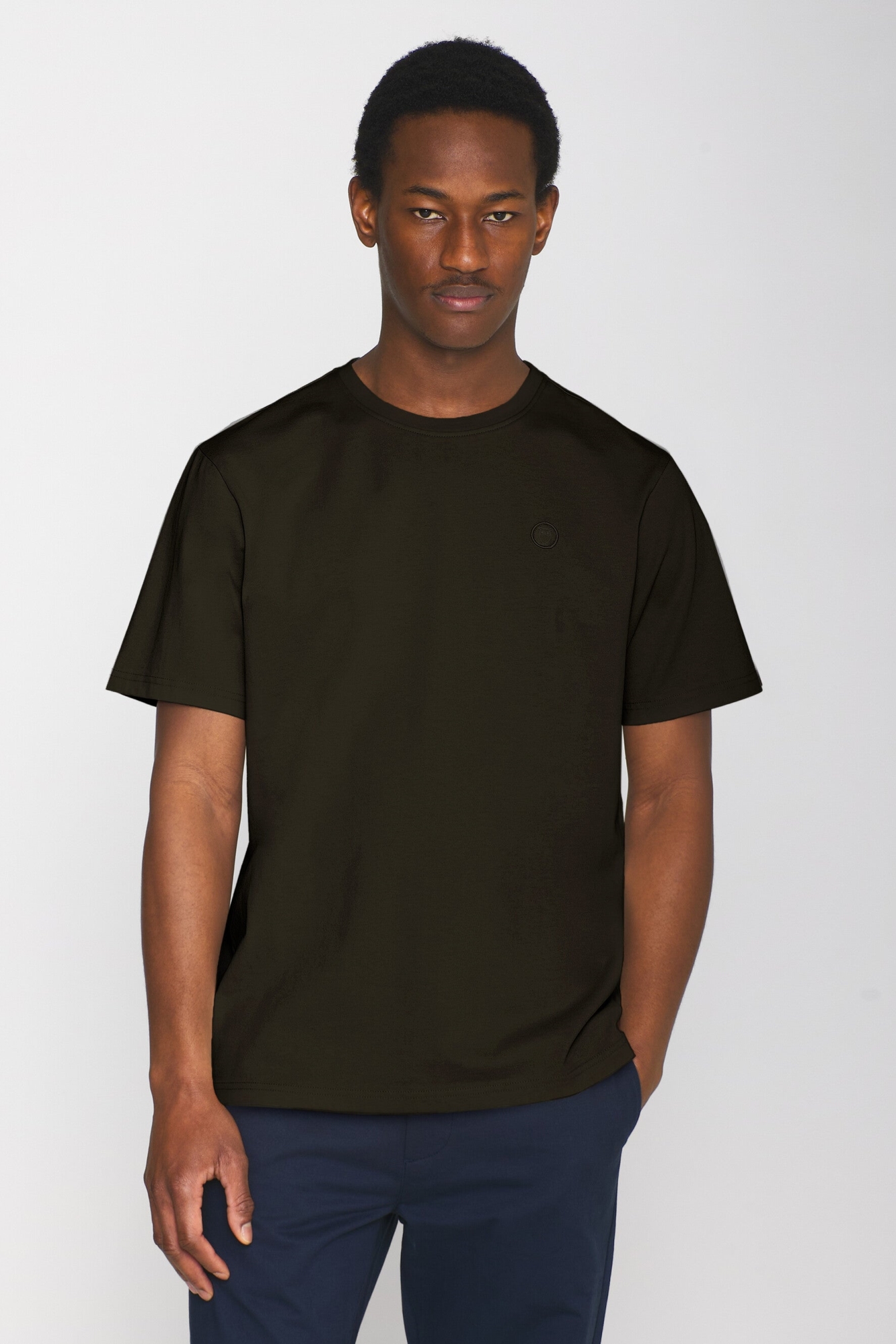 KnowledgeCotton Apparel men vegan T-Shirt Badge Regular Green Melange