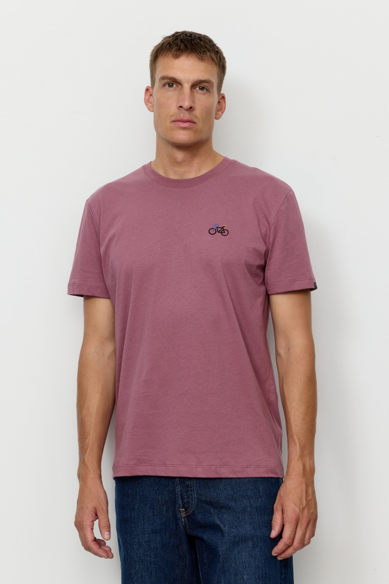 Recolution men vegan T-Shirt Agave Bike Dark Tulip
