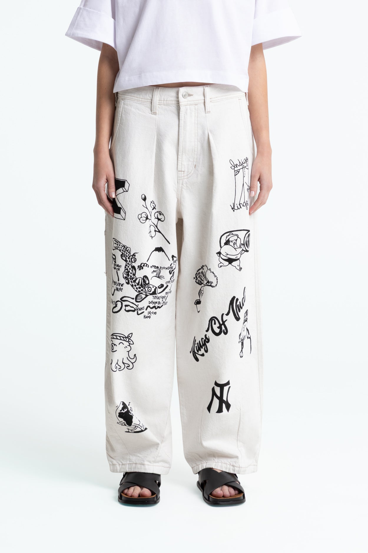 Image of Kings of Indigo mannen vegan Broek Kimmy Amsterdam Krabbelwit