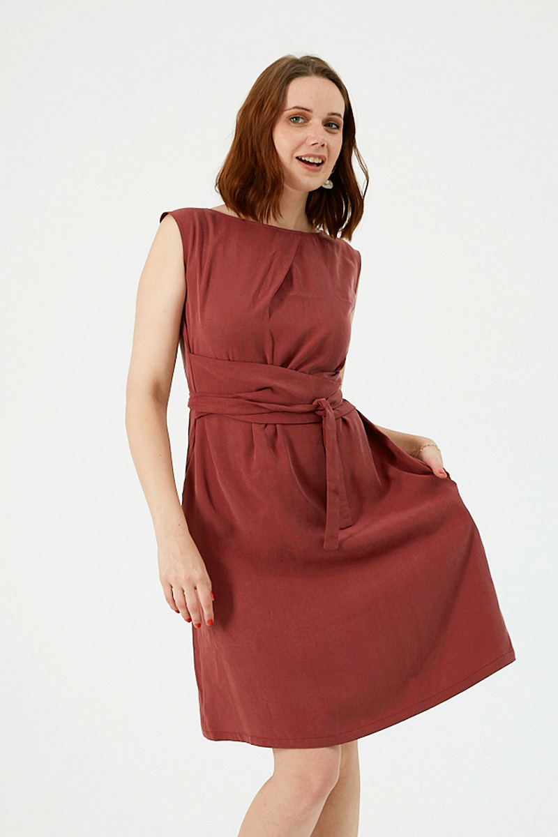 Image of WiDDA dames vegan Jurk Adele Wijnrood