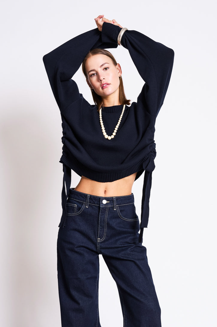 Image of JAN 'N JUNE dames vegan Sweater Caper Nightfall Blue