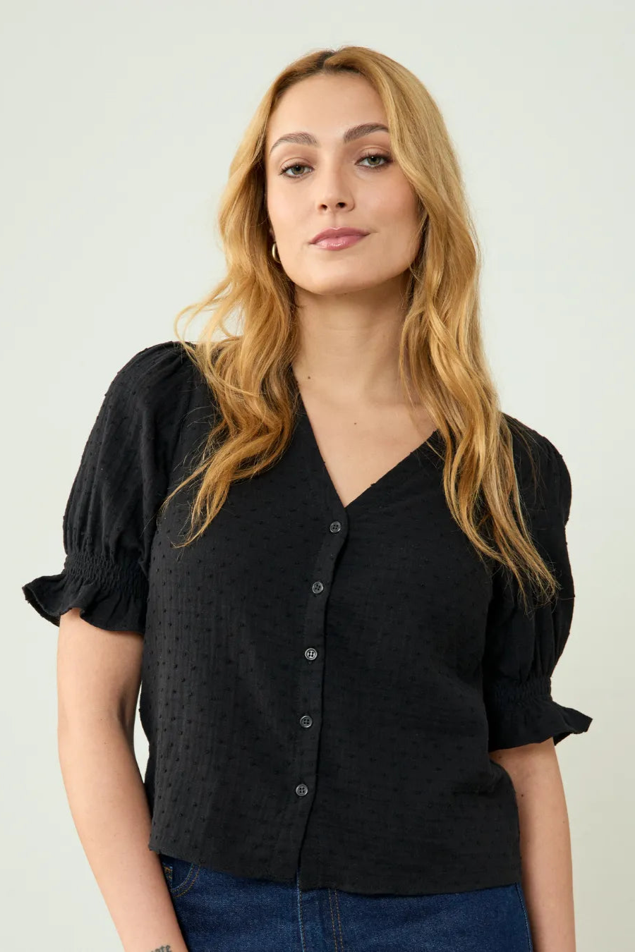 Clotsy Damen vegan Bluse Marianne Schwarz