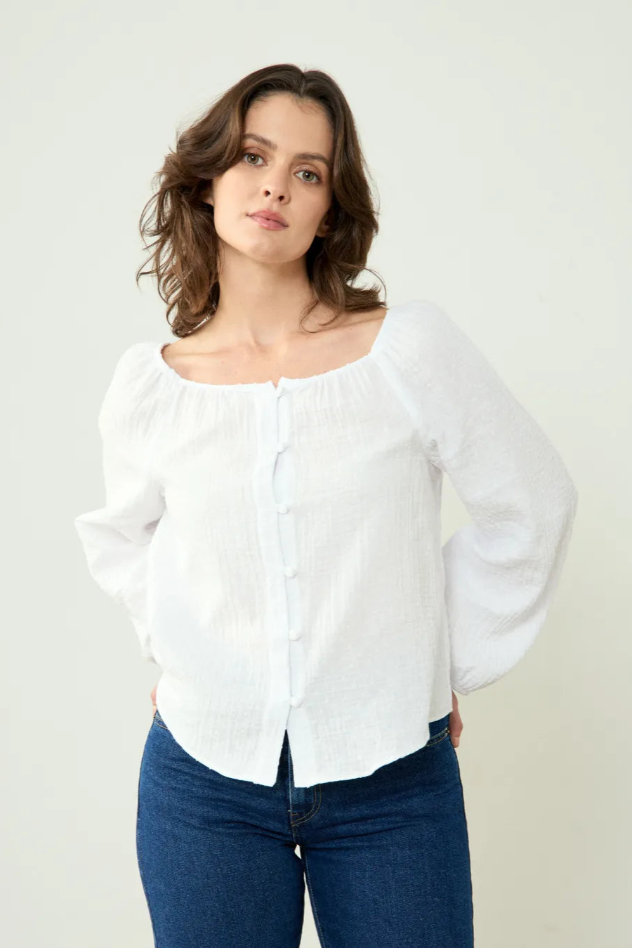 Clotsy Damen vegan Bluse Teresa Weiß