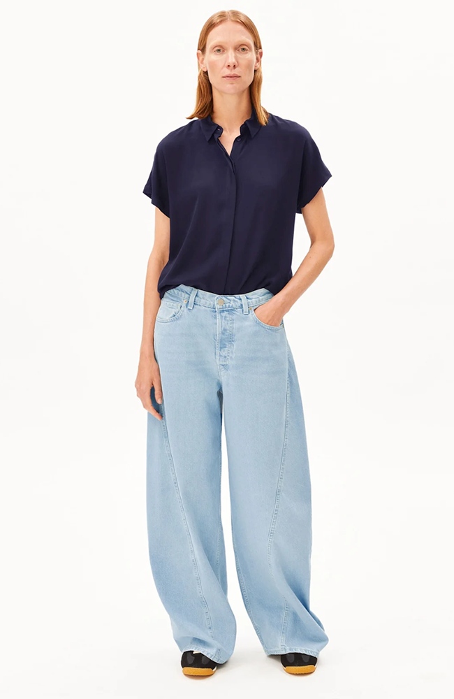 ARMEDANGELS womens vegan Blouse Larisaana Tinted Navy