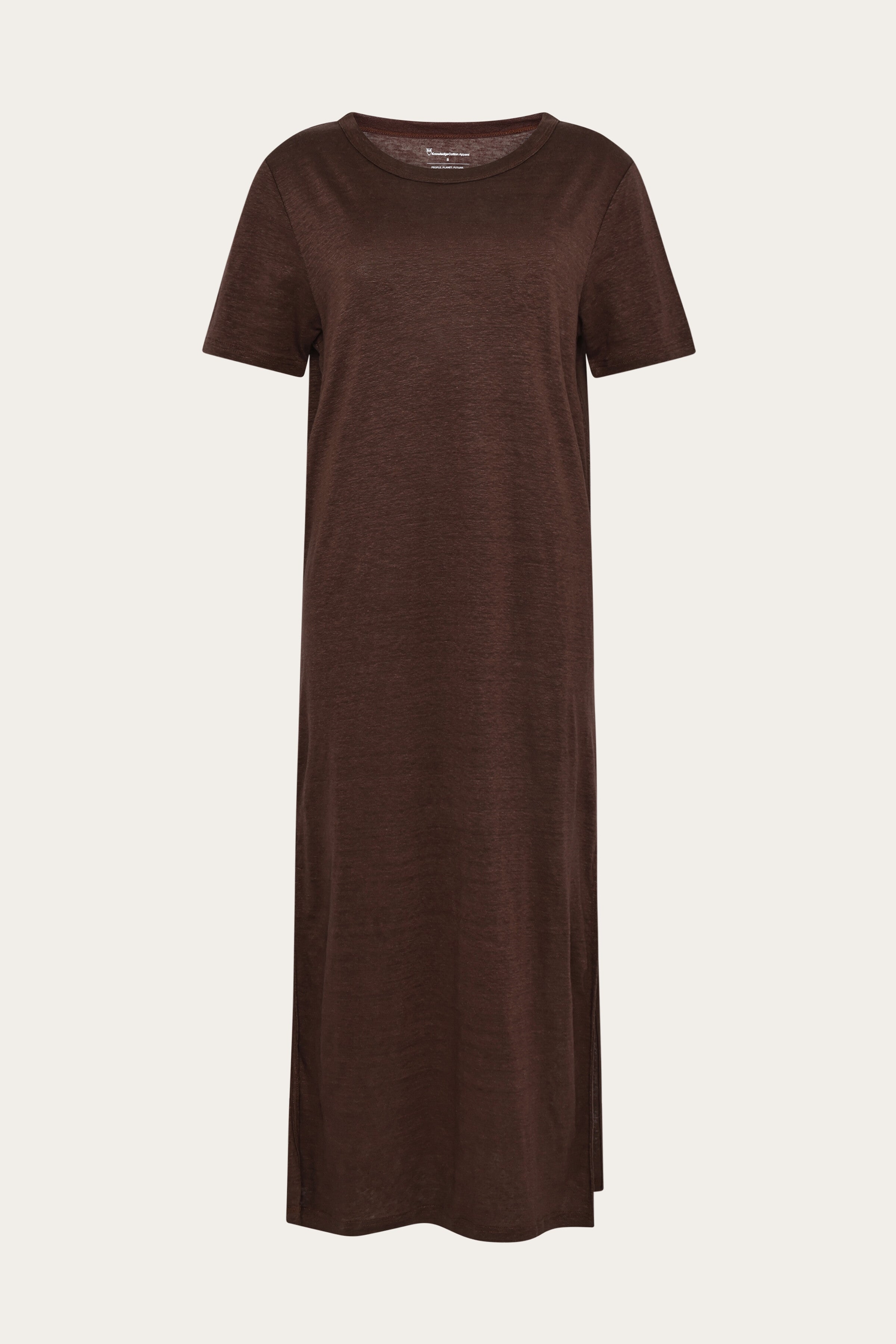 Image of KnowledgeCotton Apparel dames vegan T-Shirtjurk Van Linnen Met Geschaafde Chocolade