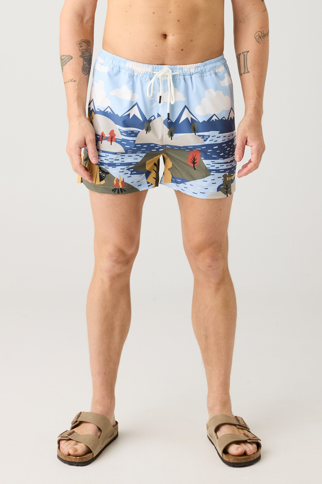 Image of KnowledgeCotton Apparel mannen vegan Zwemshorts Tot Halverwege De Dij Met Blauwe Print