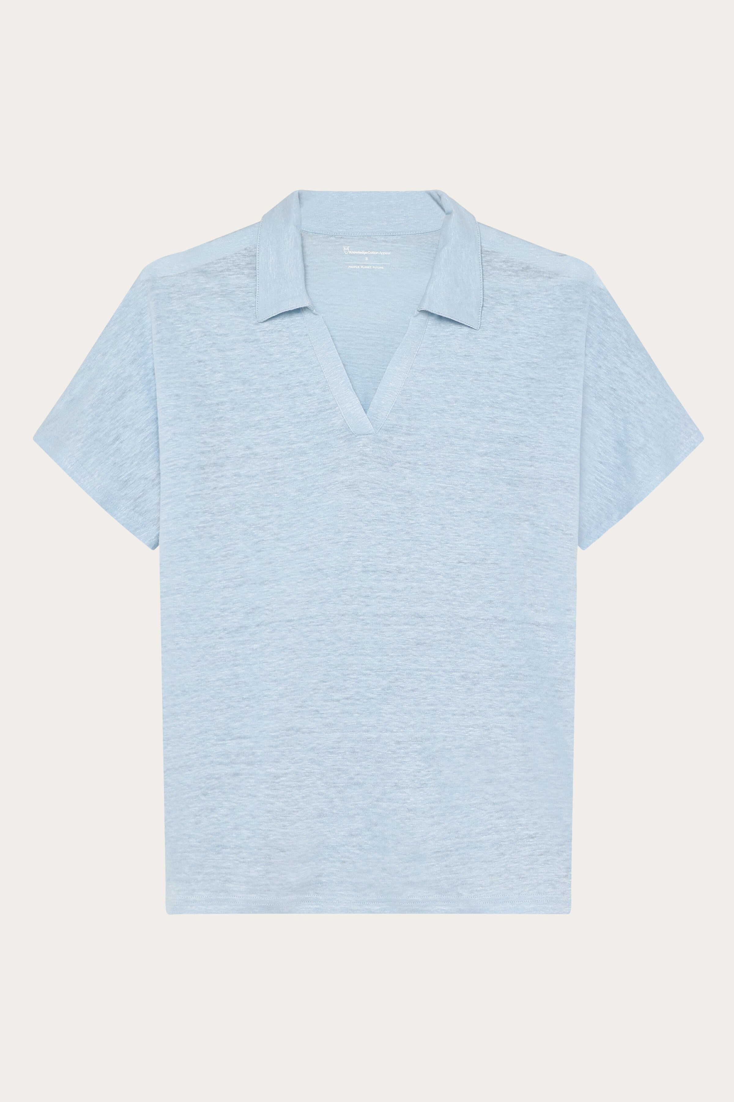 Image of KnowledgeCotton Apparel dames vegan Poloshirt Met Splitkraag, Lichtblauw.