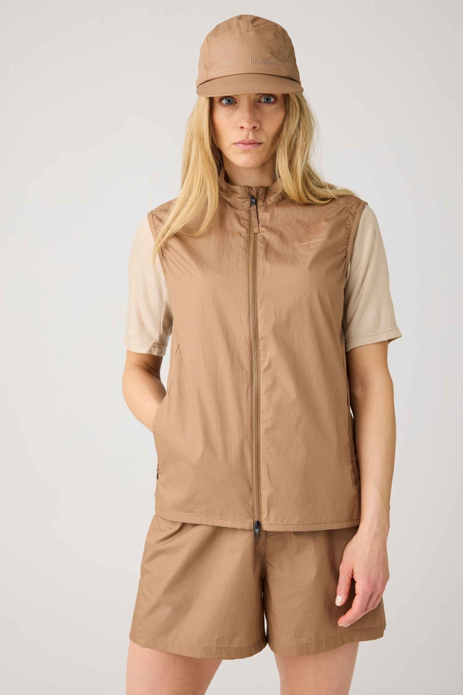 Image of KnowledgeCotton Apparel dames vegan Vest Vent Ripstop 90 Tuffet Bruin