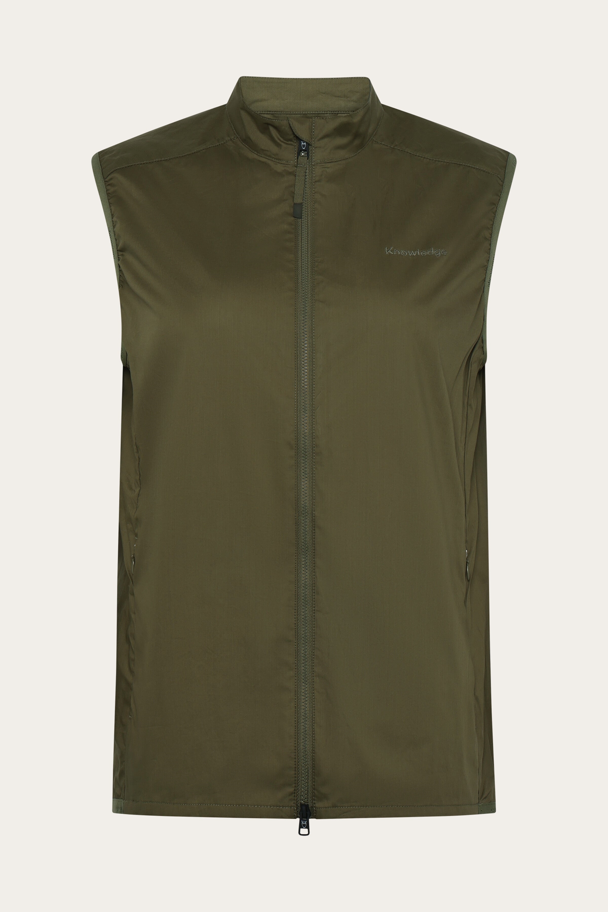 Image of KnowledgeCotton Apparel dames vegan Vest Voor Dames Met Ventilatieopeningen, Ripstop, Maat 90, Verbrand Olijfgroen