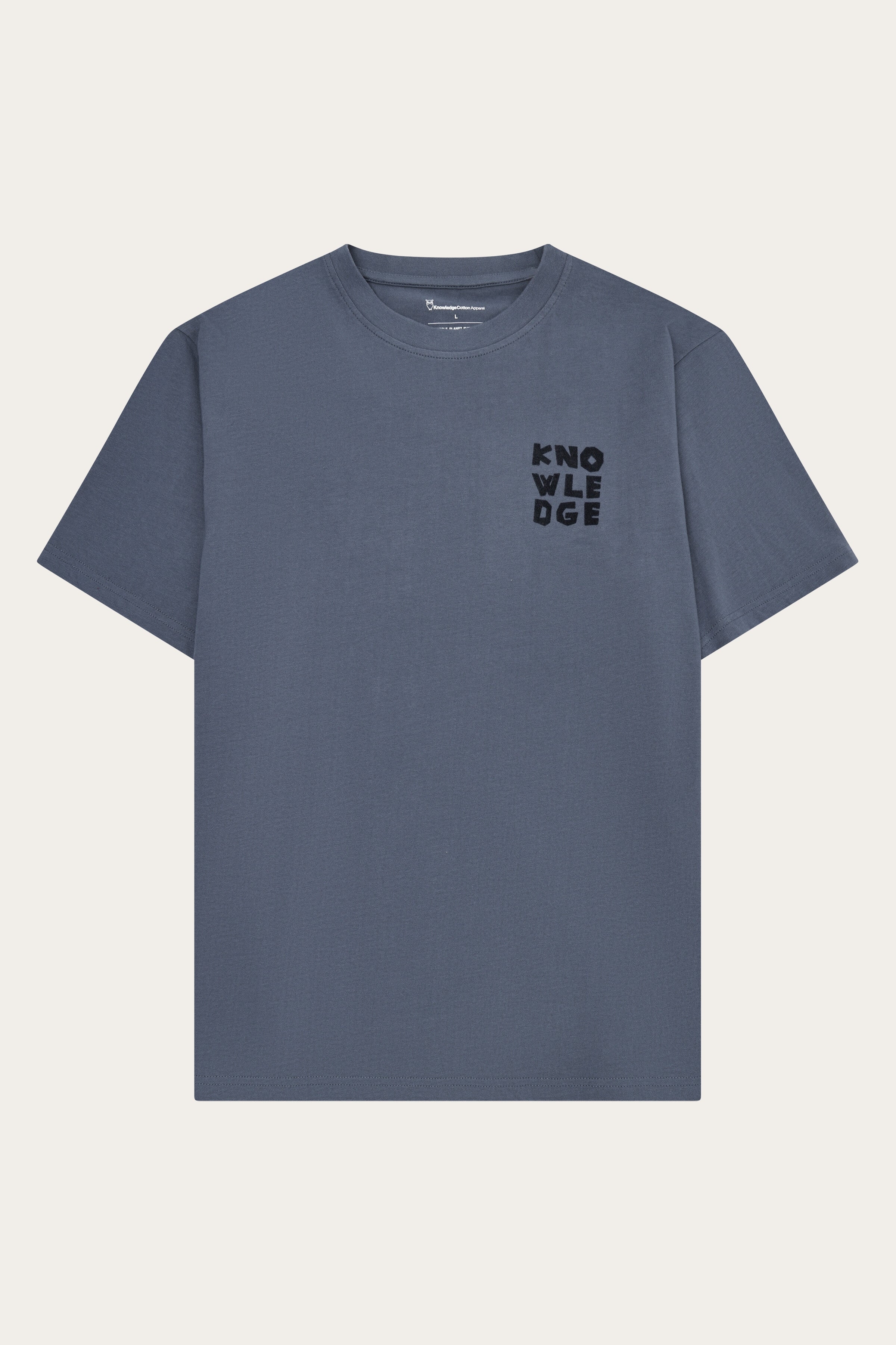 Image of KnowledgeCotton Apparel mannen vegan T-Shirt Met Borstprint Vintage Indigo