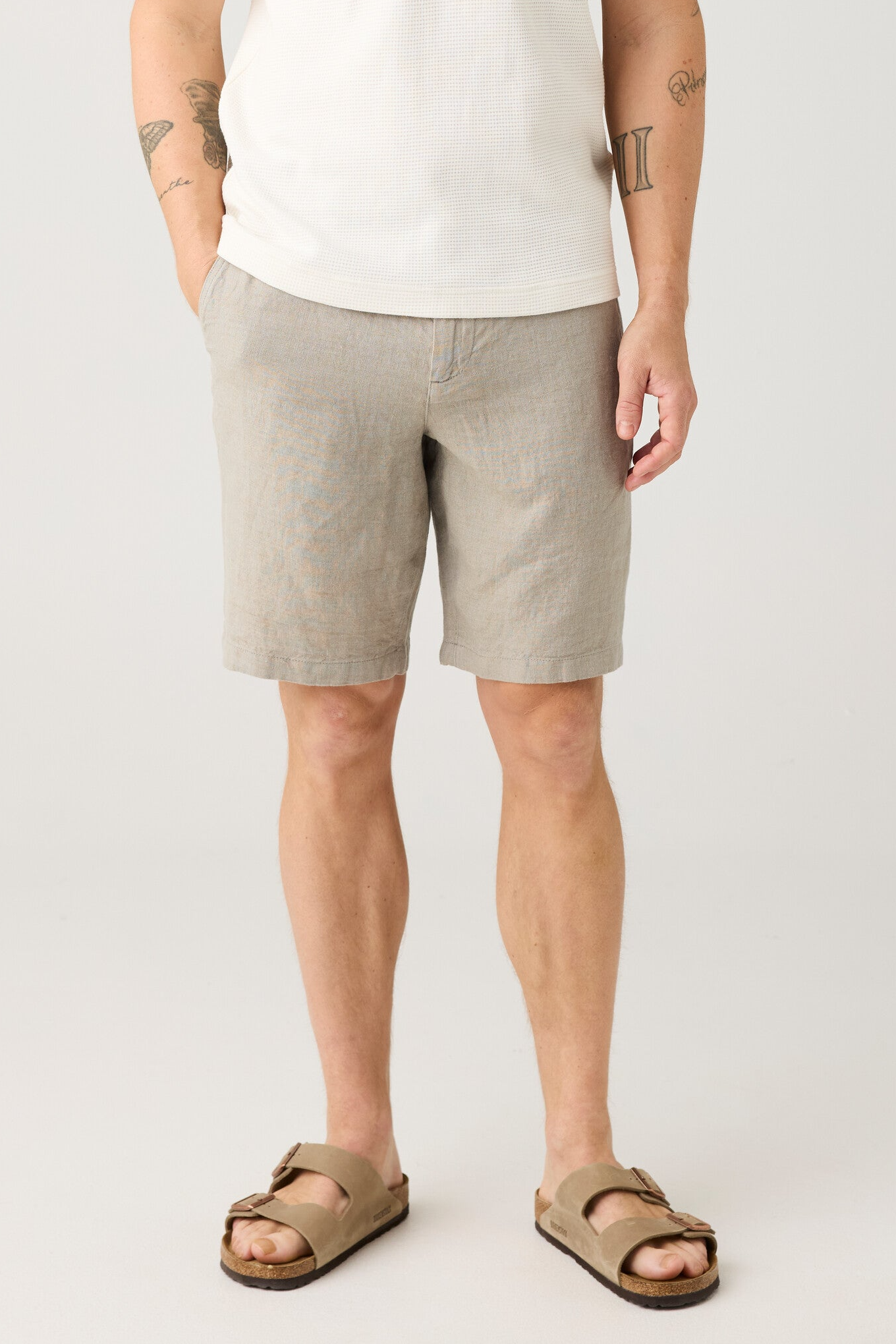 Image of KnowledgeCotton Apparel mannen vegan Shorts Chuck Regular Linnen Twill Geverfd Garen