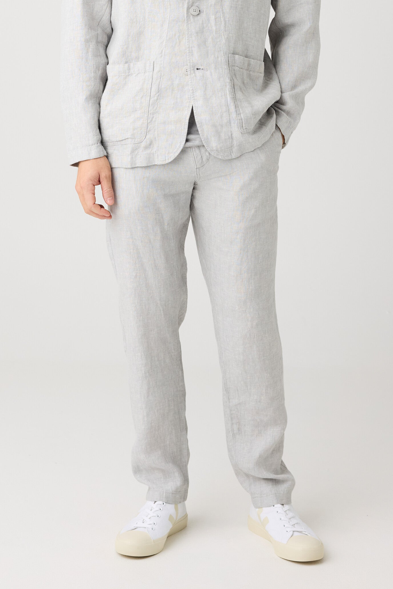 Image of KnowledgeCotton Apparel mannen vegan Chuck Regular Broek Van Linnen, Ultimate Grey