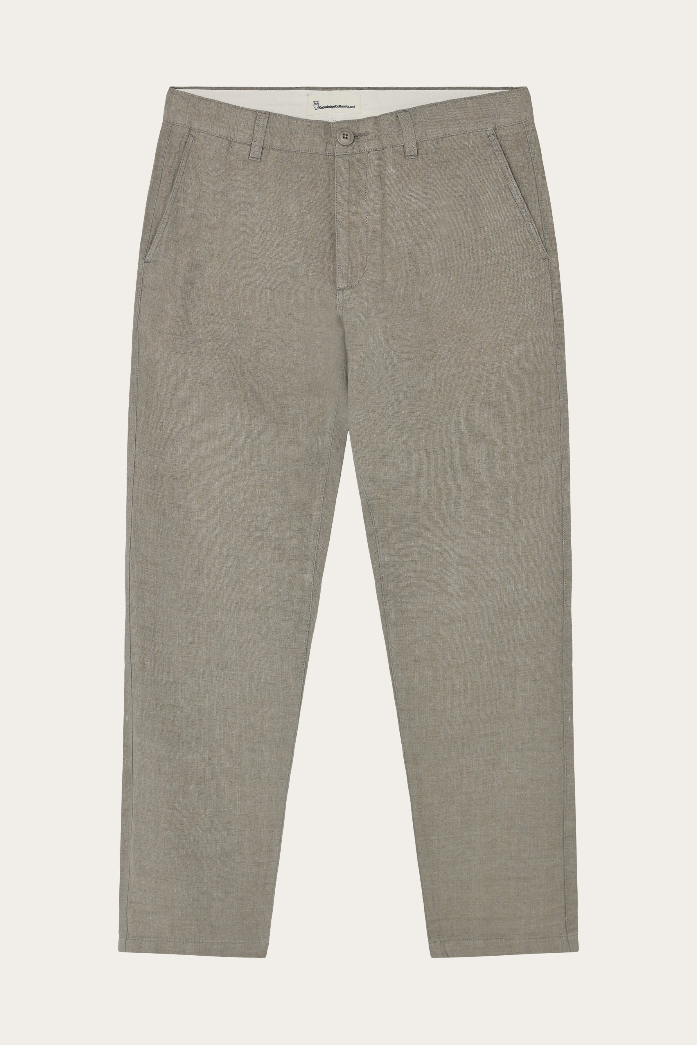 Image of KnowledgeCotton Apparel mannen vegan Broek Chuck Regular Linnen Twill Beige