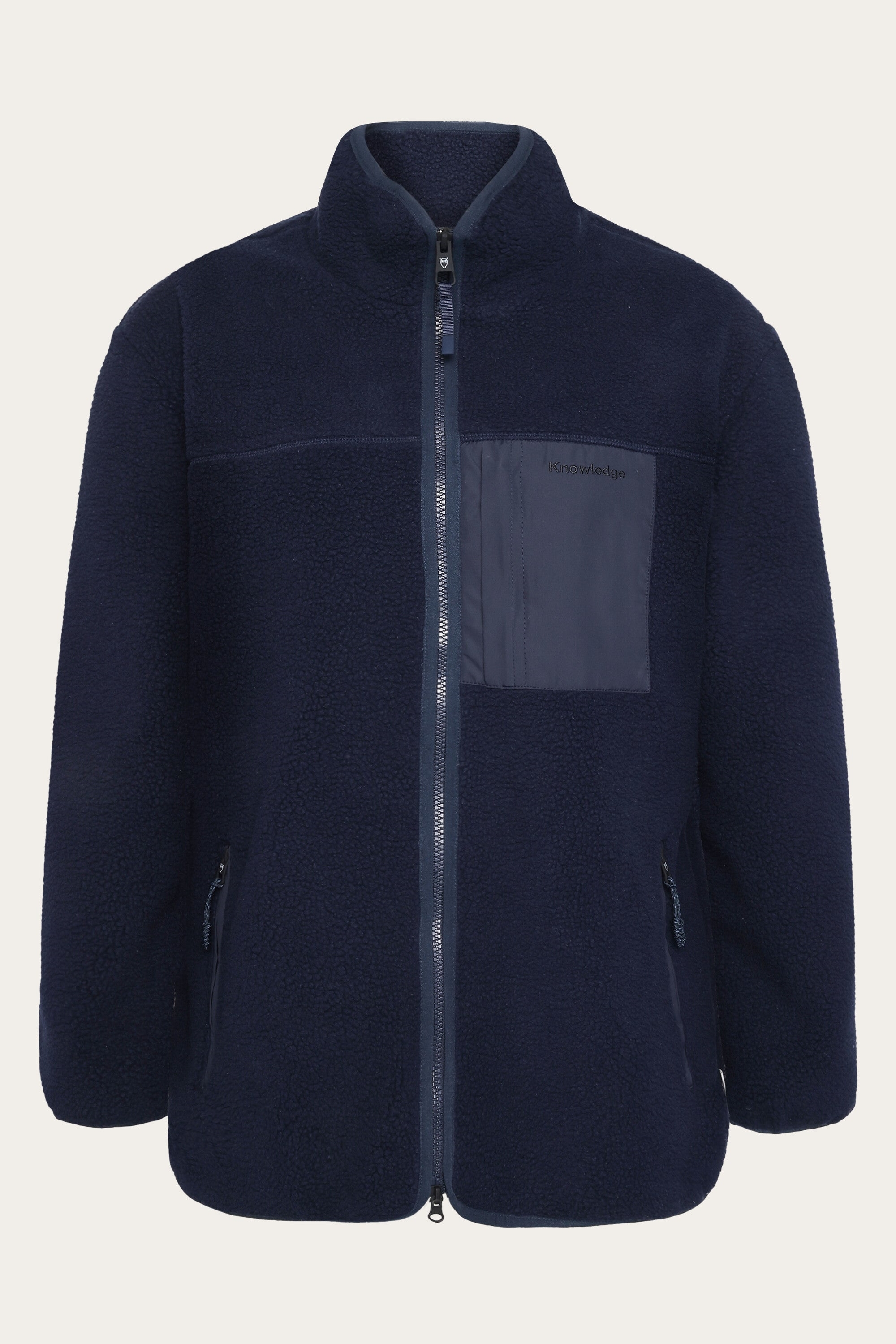 Image of KnowledgeCotton Apparel dames vegan Fleecejack Met Losse Pasvorm En Ritssluiting, Marineblauw