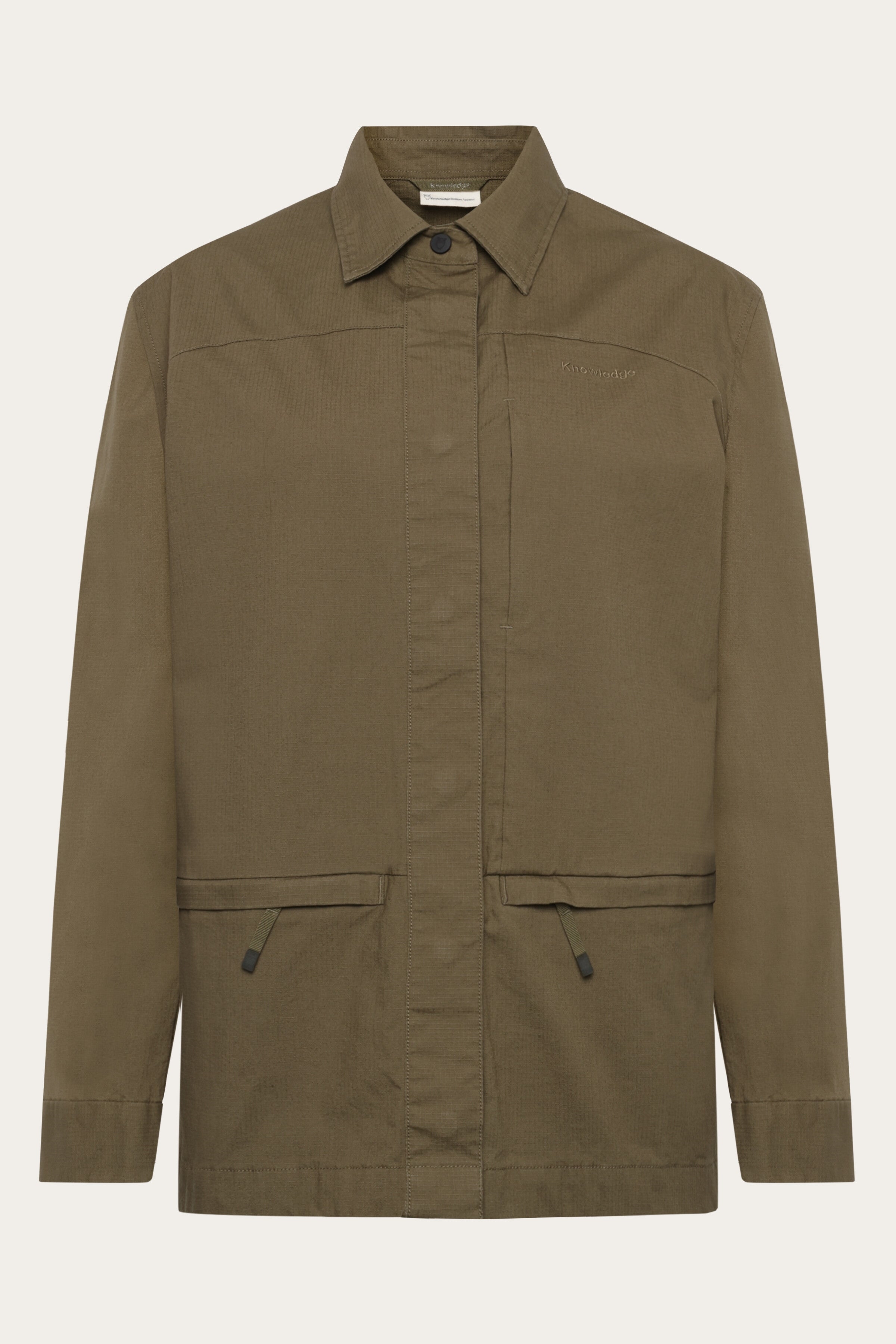 Image of KnowledgeCotton Apparel dames vegan Overhemd Voor Dames, Ripstop, Gebrand Olijfgroen