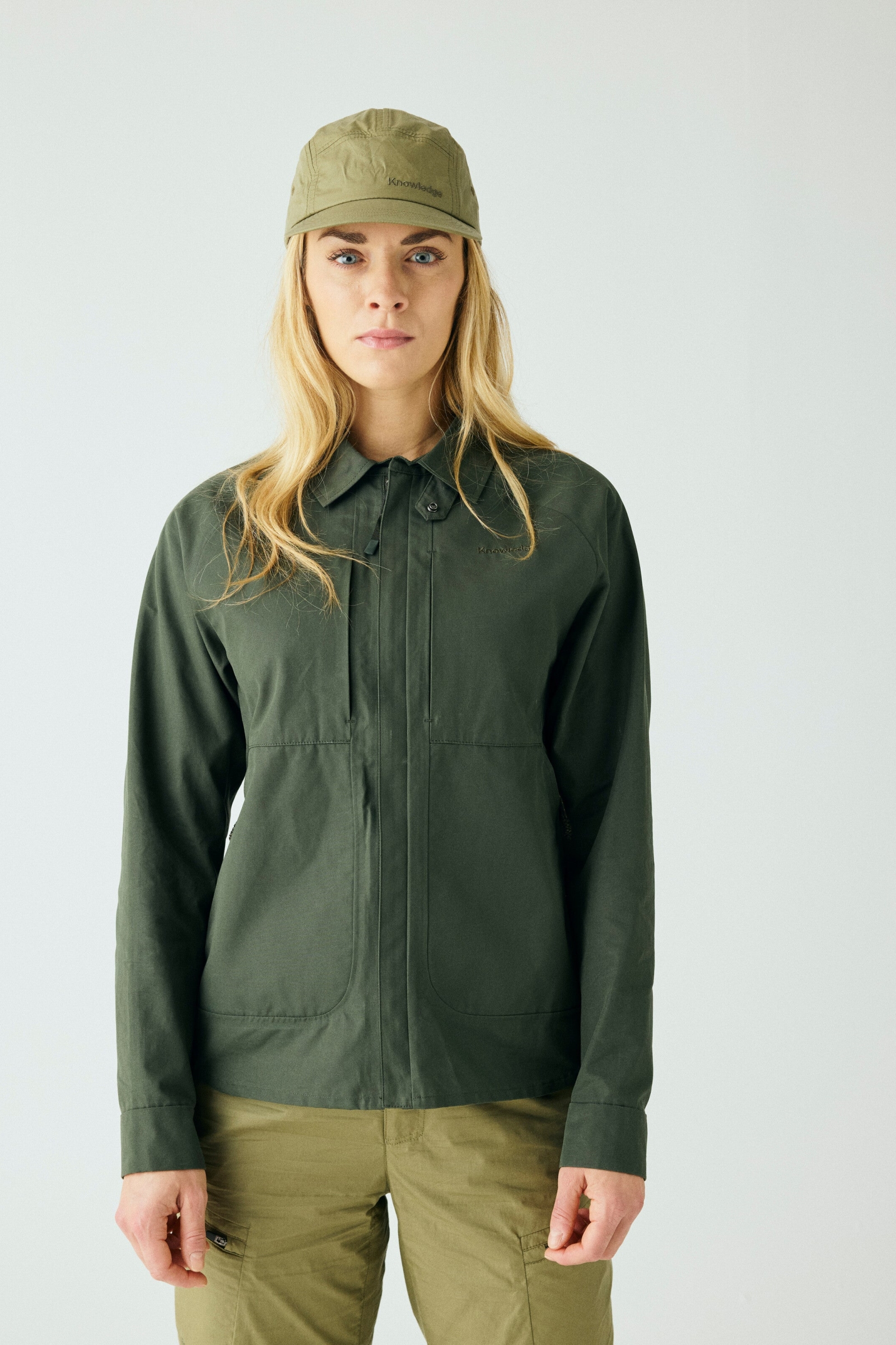 Image of KnowledgeCotton Apparel dames vegan Jacket Vent Canvas 200 Burned Olive