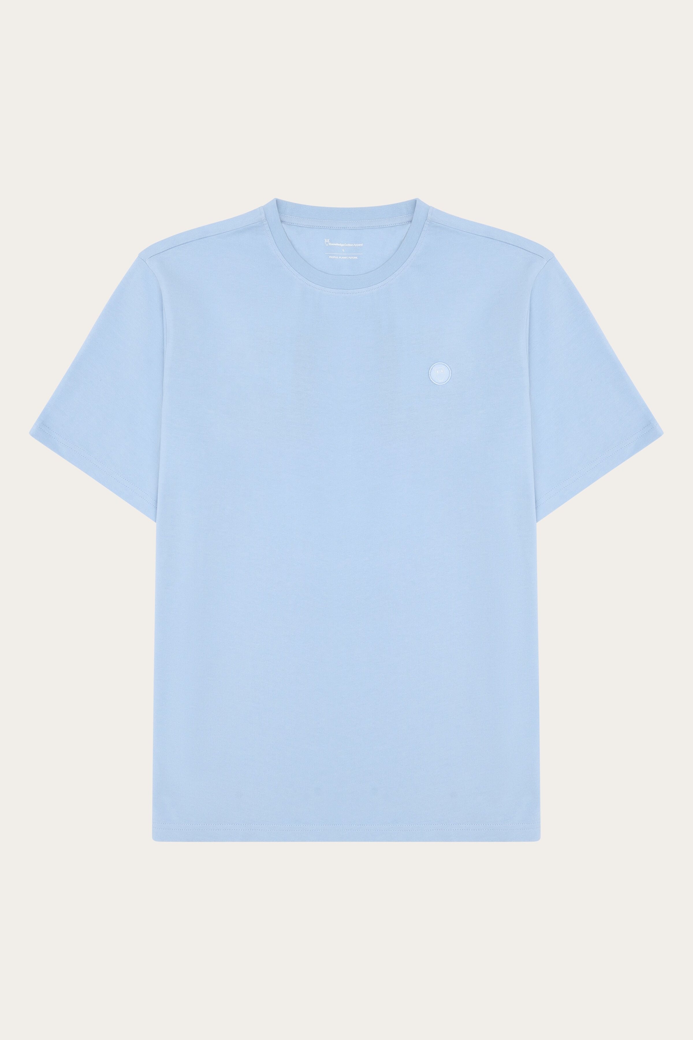 KnowledgeCotton Apparel men vegan T-Shirt Badge Regular Skyway Light Blue